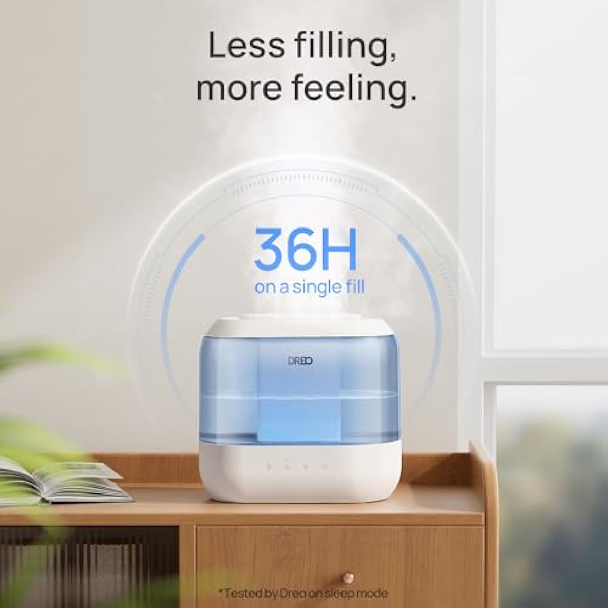 Dreo Humidifiers for Bedroom, 4L Top Fill for Large Room, 36H Runtime, 28 dB Quiet Supersized Cool Mist Air Humidifier for Baby Nursery, Plants, Indoor, Night Light, Easy to Clean & Fill, Blue