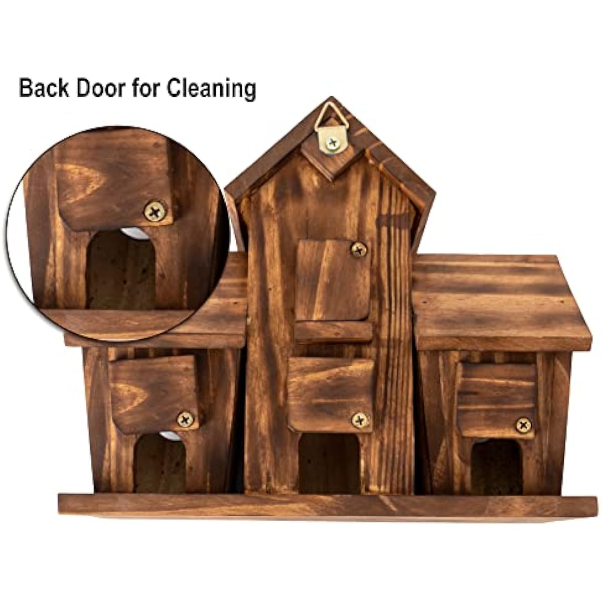COLEBA Bird Houses for Outside, Outdoor 4 Hole Bird House Room for 4 Bird Families Bluebird Finch Cardinals Hanging Birdhouse for Garden