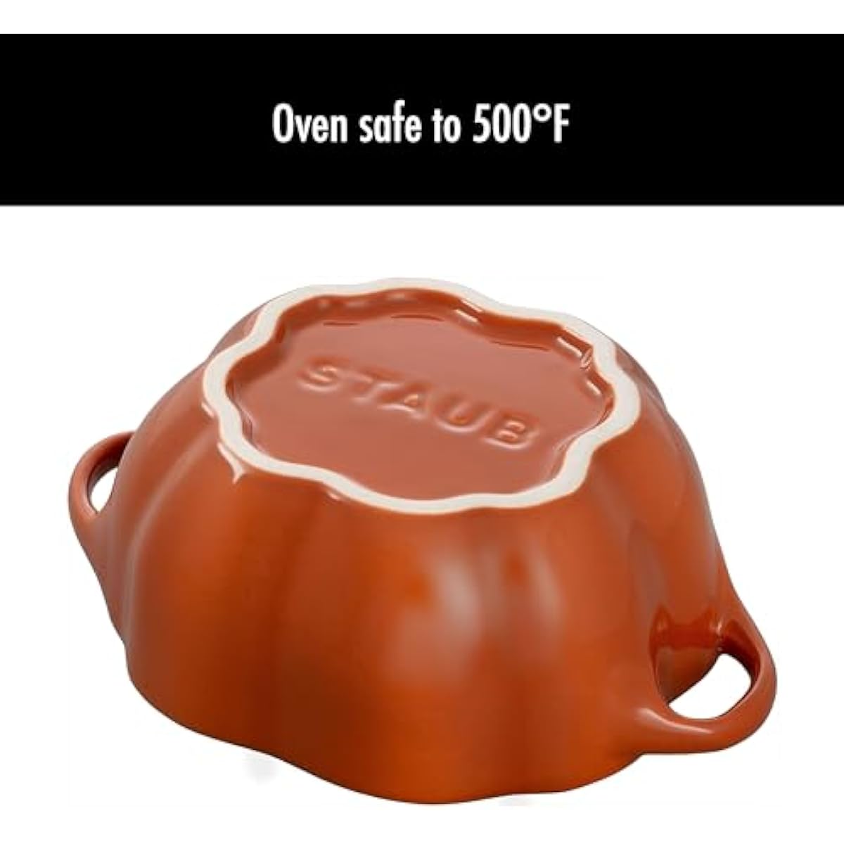 STAUB 0.5-qt Petite Ceramic, Oven & Stove Safe up to 572°F, Pumpkin Dish, Baking , Candy Dish, Burnt Orange
