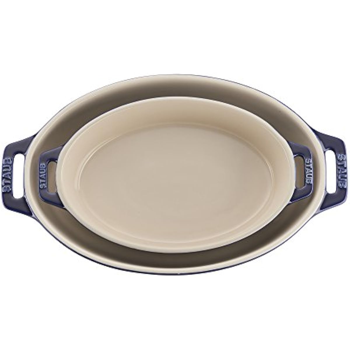 STAUB Ceramic Oval Baking Dish Set, 2-piece, Dark Blue