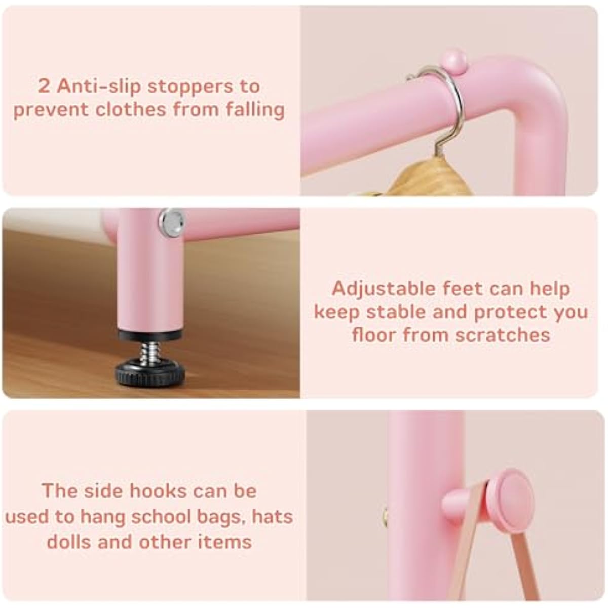 Kids Clothing Rack with Storage Shelf, Kids Dress Up Storage for Coats, Small Baby Garment Rack for Hanging Clothes, Toddler Wardrobe Closet Organizer (Classic, Pink)
