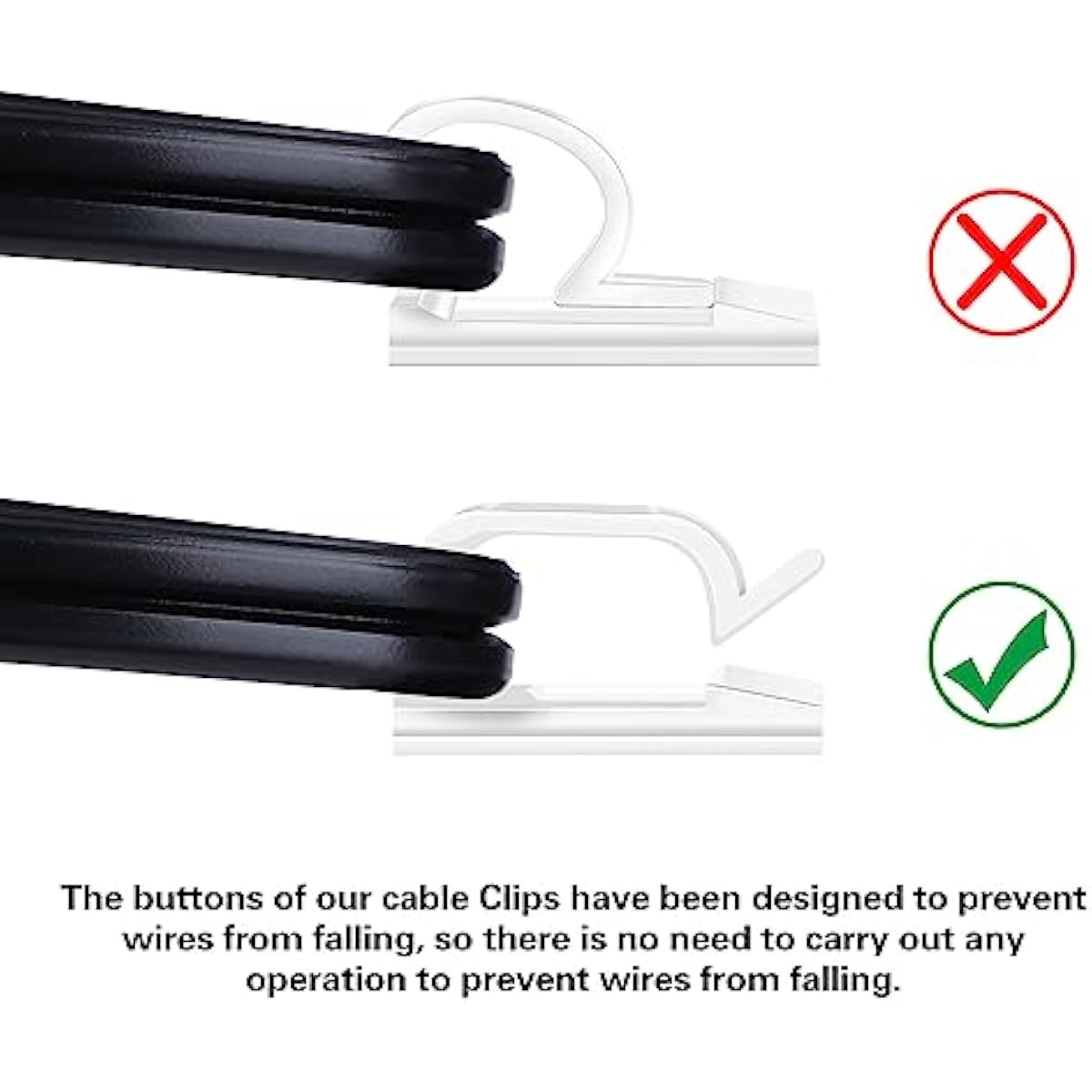 60 PCS XHF 5/8” Adhesive Cable Wire Clips Clear, Outdoor Christmas Light Clips, Cable Staples Cable Management Wire Organizer Cord Holder for Under Desk, Car, Wall, TV PC Ethernet Cable