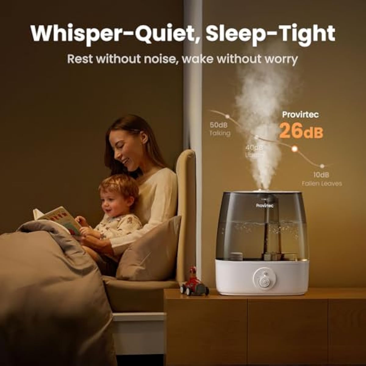 6.5L Stay Clean Tank Humidifier for Large Room, Low Maintenance, Top Fill Design, Ultra Quiet 65H Runtime, Cool Mist Ultrasonic for Bedroom, Home, Plants HC12