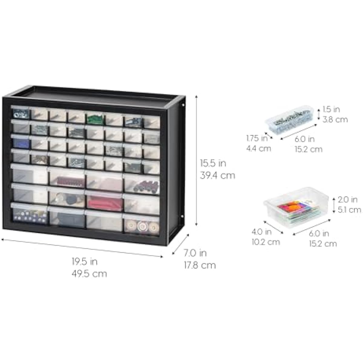 IRIS USA Small Parts Storage, Made in USA, Cabinet, 44-Drawer Organizer for Screws, Nuts, Bolts, Electronics, Hardware, Beads, Crafts, Building Bricks, Stackable Garage Storage – Black