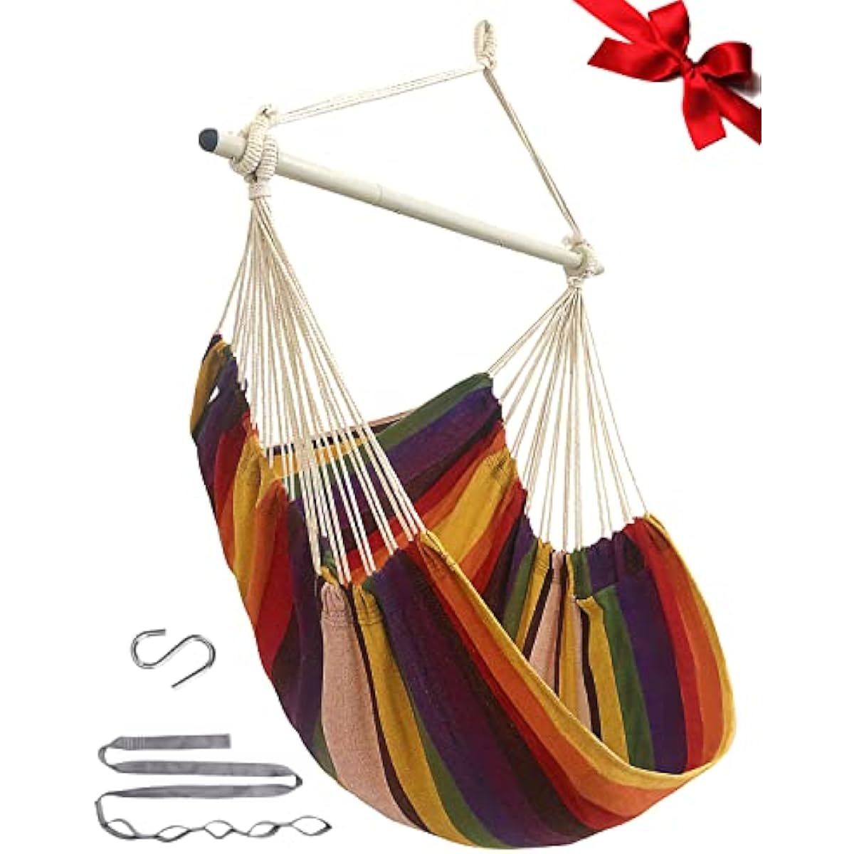 MIZTLI Hammock Chair Swing Indoor Hammock for Bedroom - Max 500 Lbs－Steel Spreader Bar with Anti-Slip Rings-Indoor & Outdoor