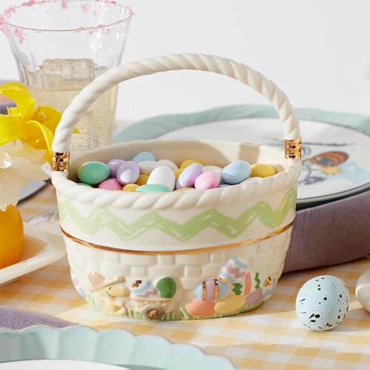 Lenox 895686 Peanuts Easter Snoopy & Woodstock Basket, Spring Home Decor