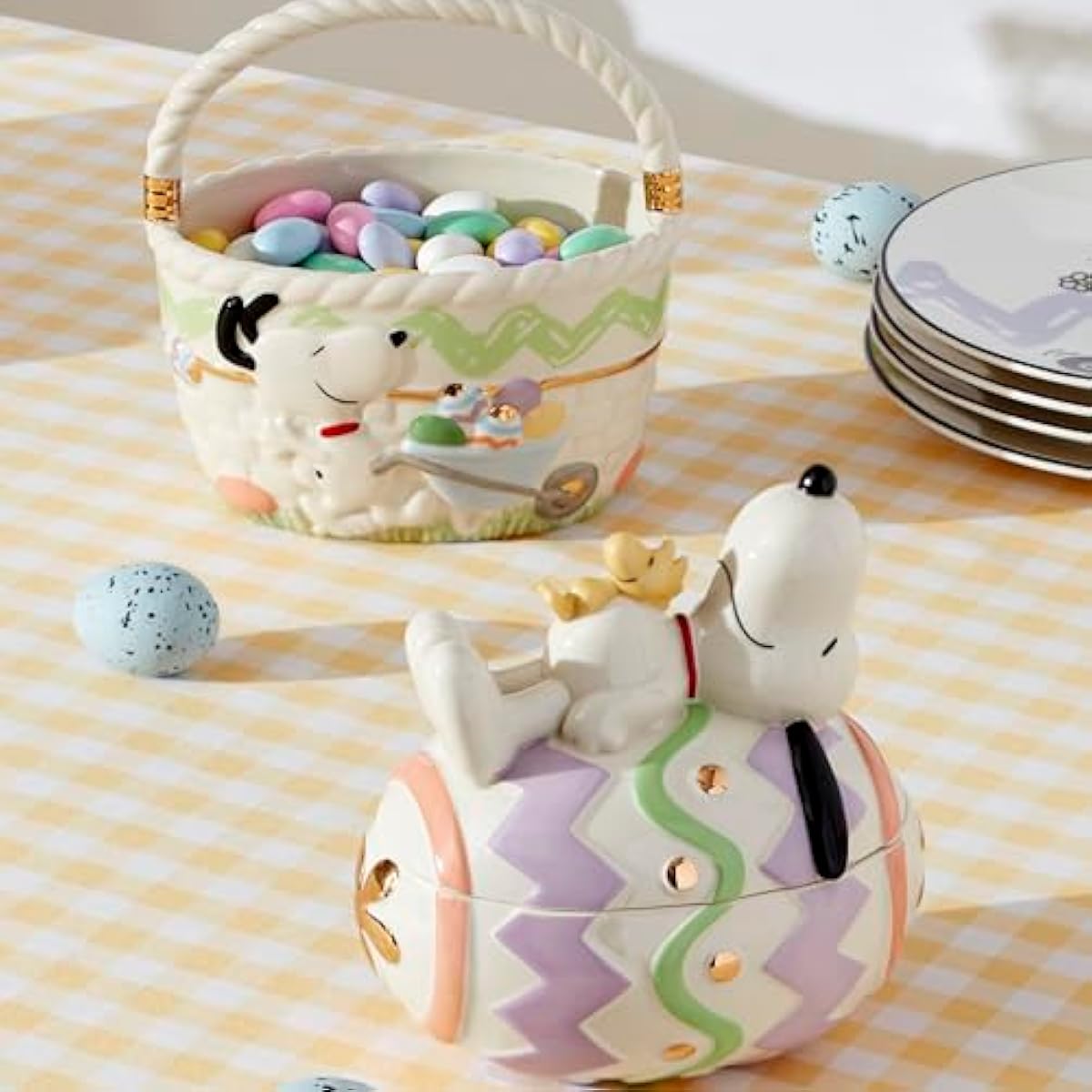 Lenox 895686 Peanuts Easter Snoopy & Woodstock Basket, Spring Home Decor