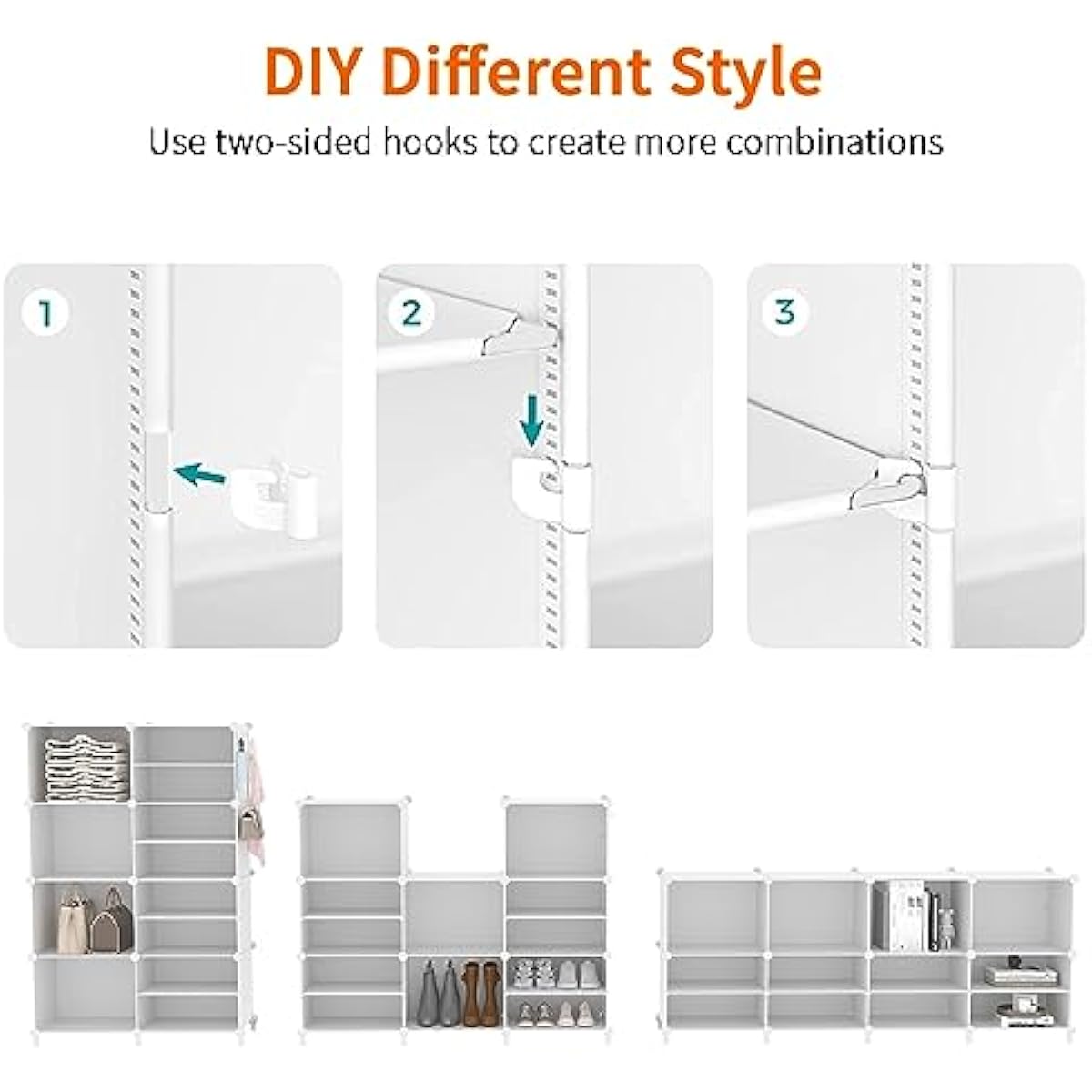 AWTATOS Closet Organizer 8 Cube Storage Shelves Closet Clothes Organizers and Storage Stackable Cubby Shelving for Closet Bedroom Living Room Office White