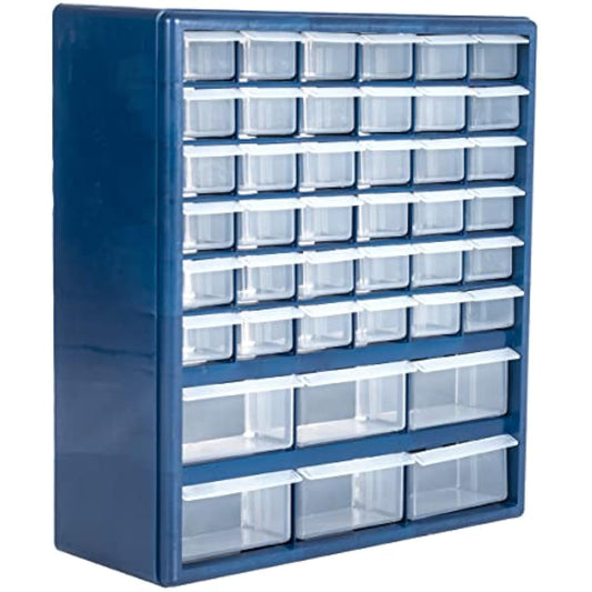 Plastic Storage Drawers – 42 Compartment Organizer – Desktop or Wall Mount Container for Hardware, Parts, Crafts, Beads, or Tools by Stalwart, 10 Targets