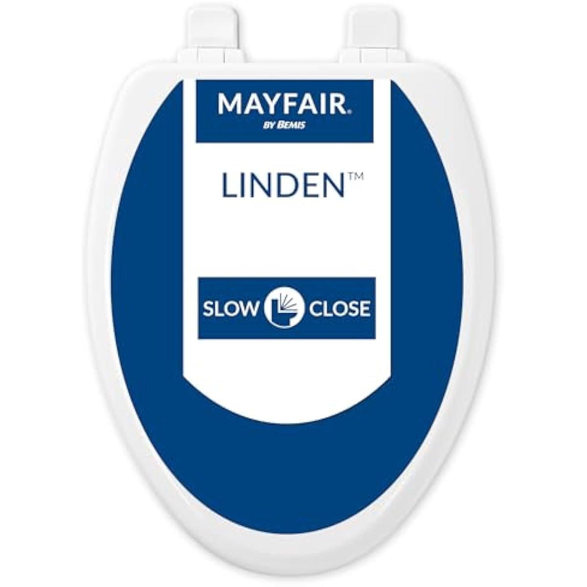 Mayfair Linden Slow Close Toilet Seat, Non Slip Heavy Duty Wood, Easy Install, Elongated, White