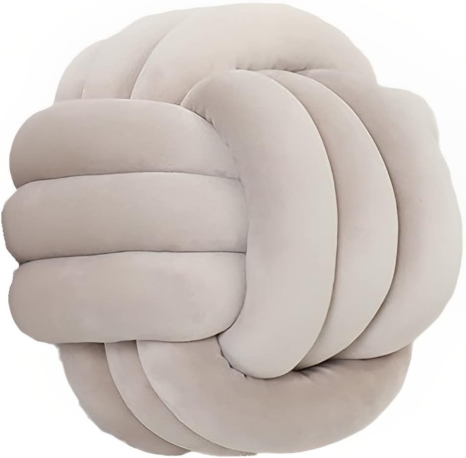 Knot Pillow Ball Round Cushion Pillows, Children Room Decoration Plush Toys Calming Stress Relief Toy (Yellow,8.5in/22cm)