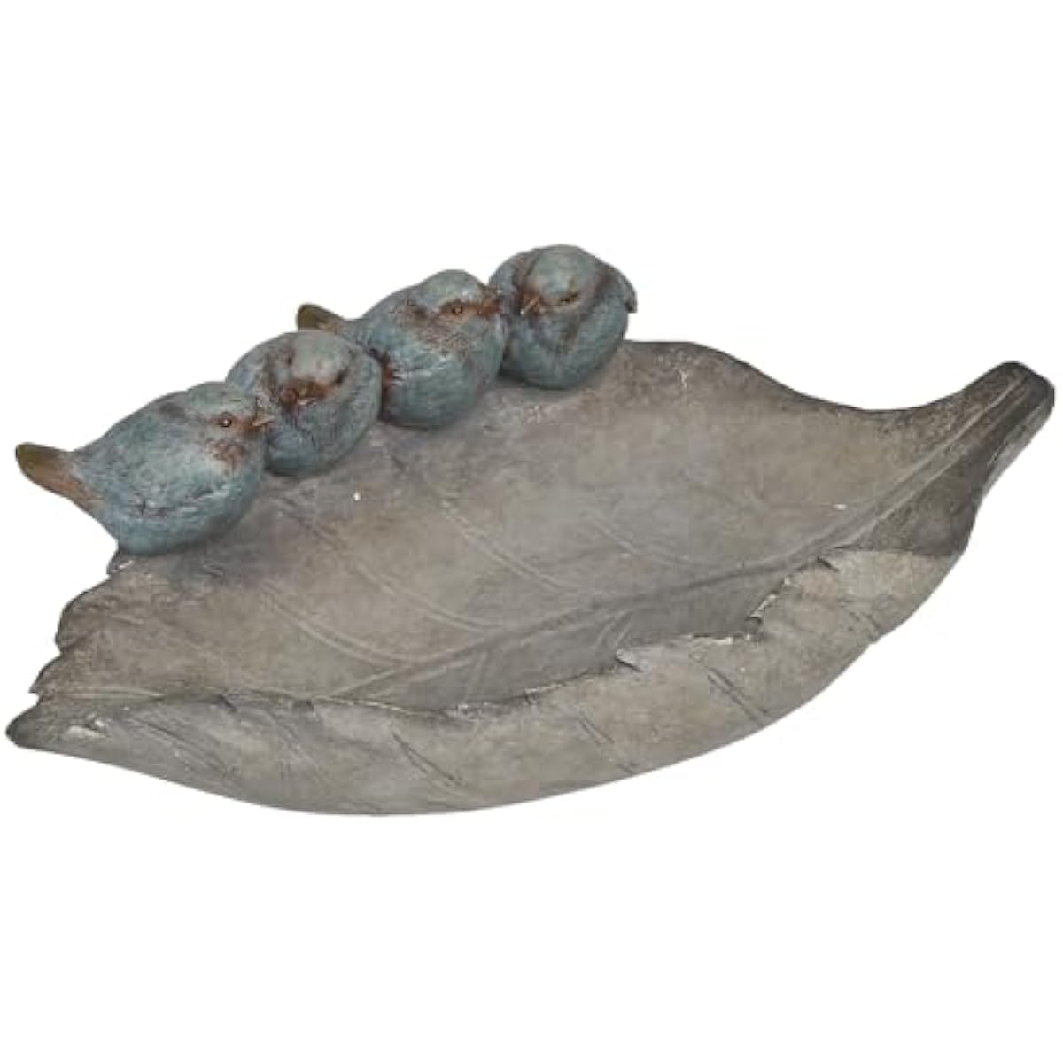 Bird-Feeder Wild Bird-Bath Bowl Outdoors - Garden Decor Polyresin Birds on Leaf 12.4 * 7.5 * 4.1 Inch-Newman House Studio