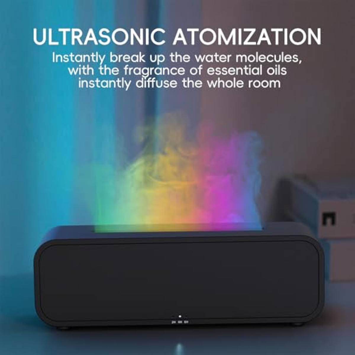 Essential Oil Diffuser, Flame Fire Oil Diffuser, 250ml Cool Mist Aromatherapy Humidifier, Scent Aroma Diffuser with 7 Colors Light, Remote Control, Timer & Auto-Off for Home Room (Black)