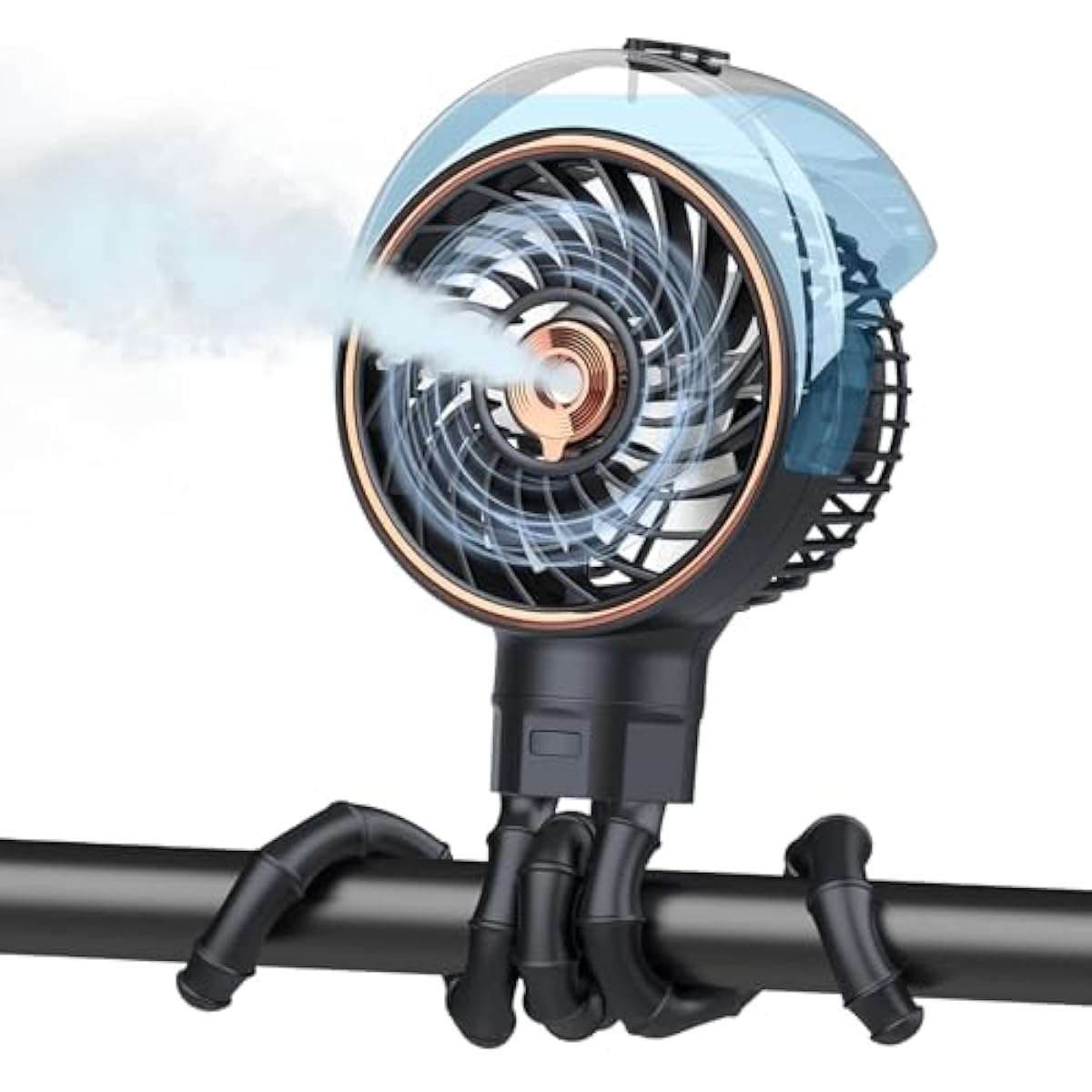 Ausic Stroller Fan with Mist, 100ml Misting Portable Fan for Stroller, Safe Baby Fans with Detachable Tripod, Baby Essentials, Clip on Fans for Crib, Treadmill, Car Seat, Outdoor, Beach, Golf Cart