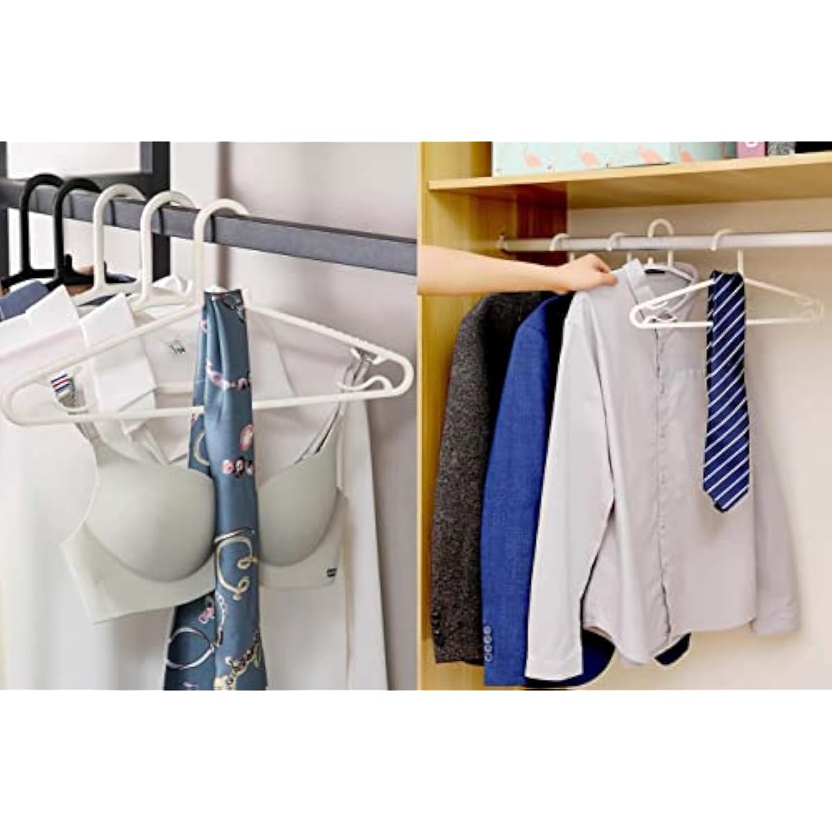 Black Plastic Hangers 50 Pack, Light Weight Durable Clothes Hangers G-Shape Standard Size Non-Slip Coat Hanger Adult Clothes Hangers for Laundry & Everyday Use -Slim & Space Saving