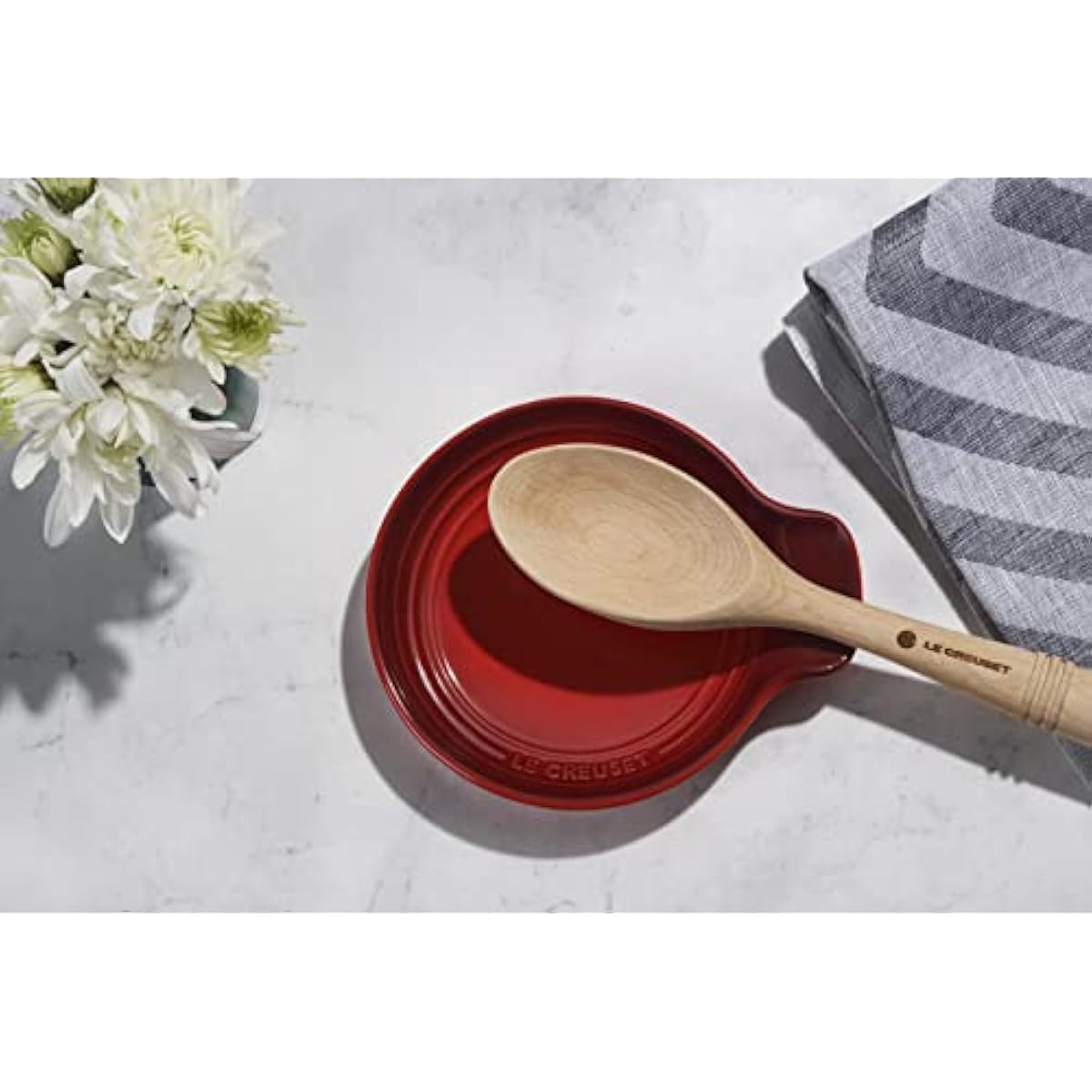 Le Creuset Signature Stoneware Spoon Rest, 6 Inches, White