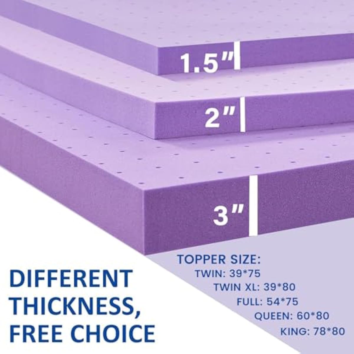 SINWEEK 1.5 Inch Gel Memory Foam Mattress Topper Ventilated Soft Pressure Relieve Mattress Pad, Breathable Bed Topper, CertiPUR-US Certified, Queen Size
