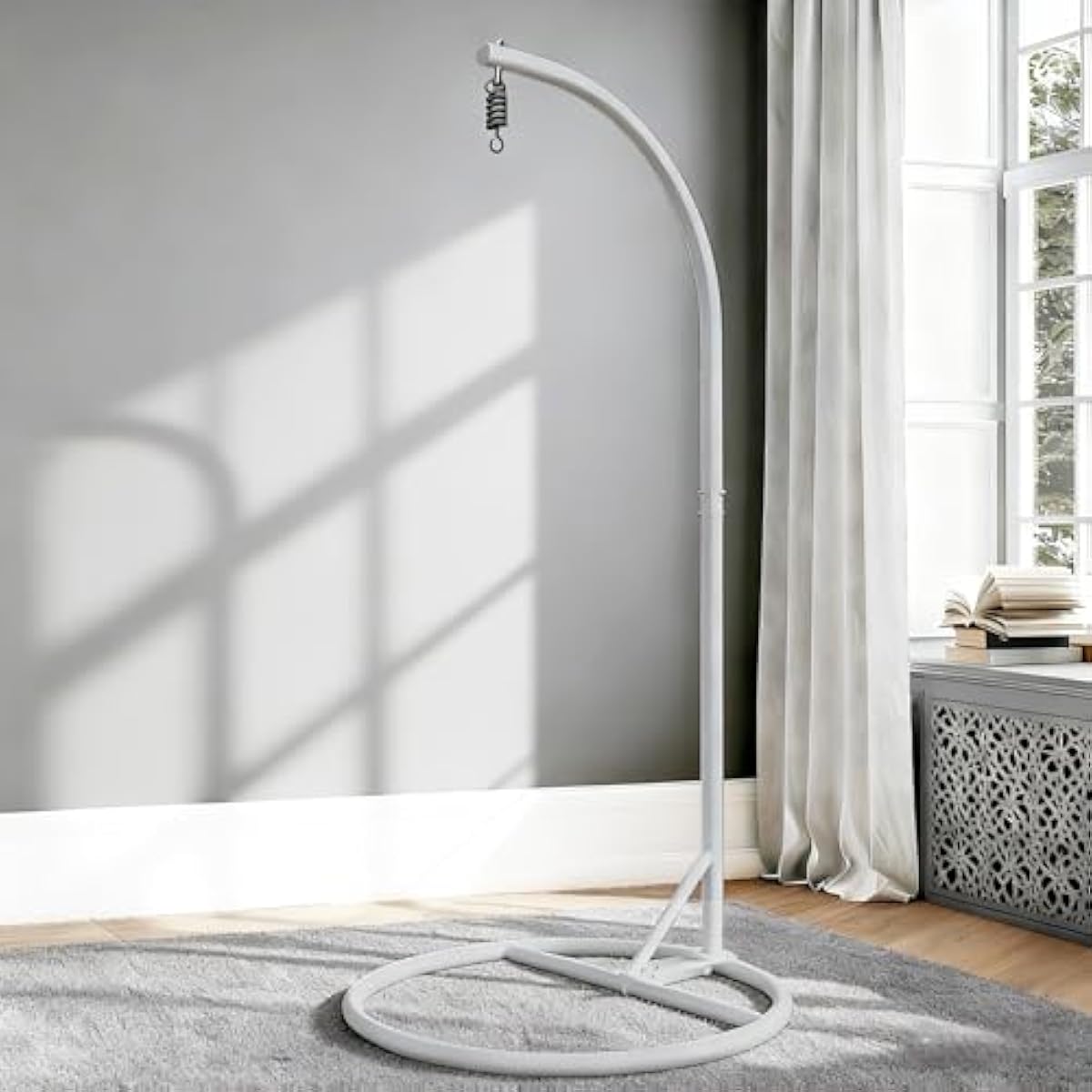 Round Base Heavy Duty Hanging Stand - Powder Coated Hammock Stand for Hammock Chair, Indoor and Outdoor (White)