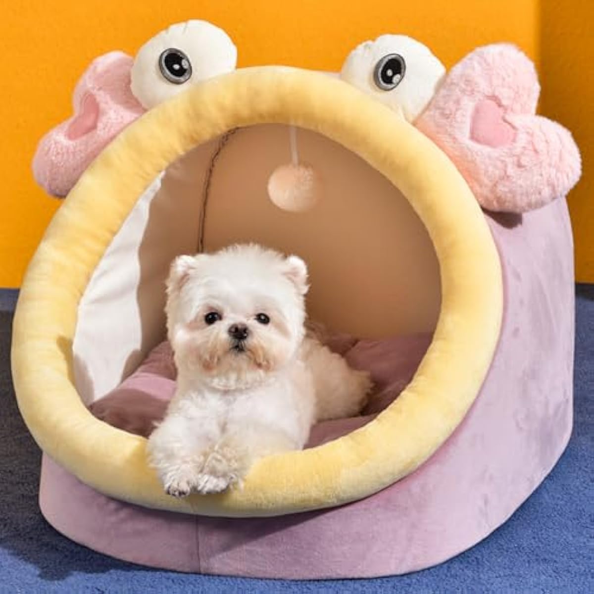 Warm Soft Cave Dog Bed & Cat Bed - Cute Indoor Pet Bed for Cats Up to 16 Lb, Small Dogs & Puppies, Cozy Cave Design for Cats and Puppies(Pink Rabbit,18.5''X14.17''X16.14'')