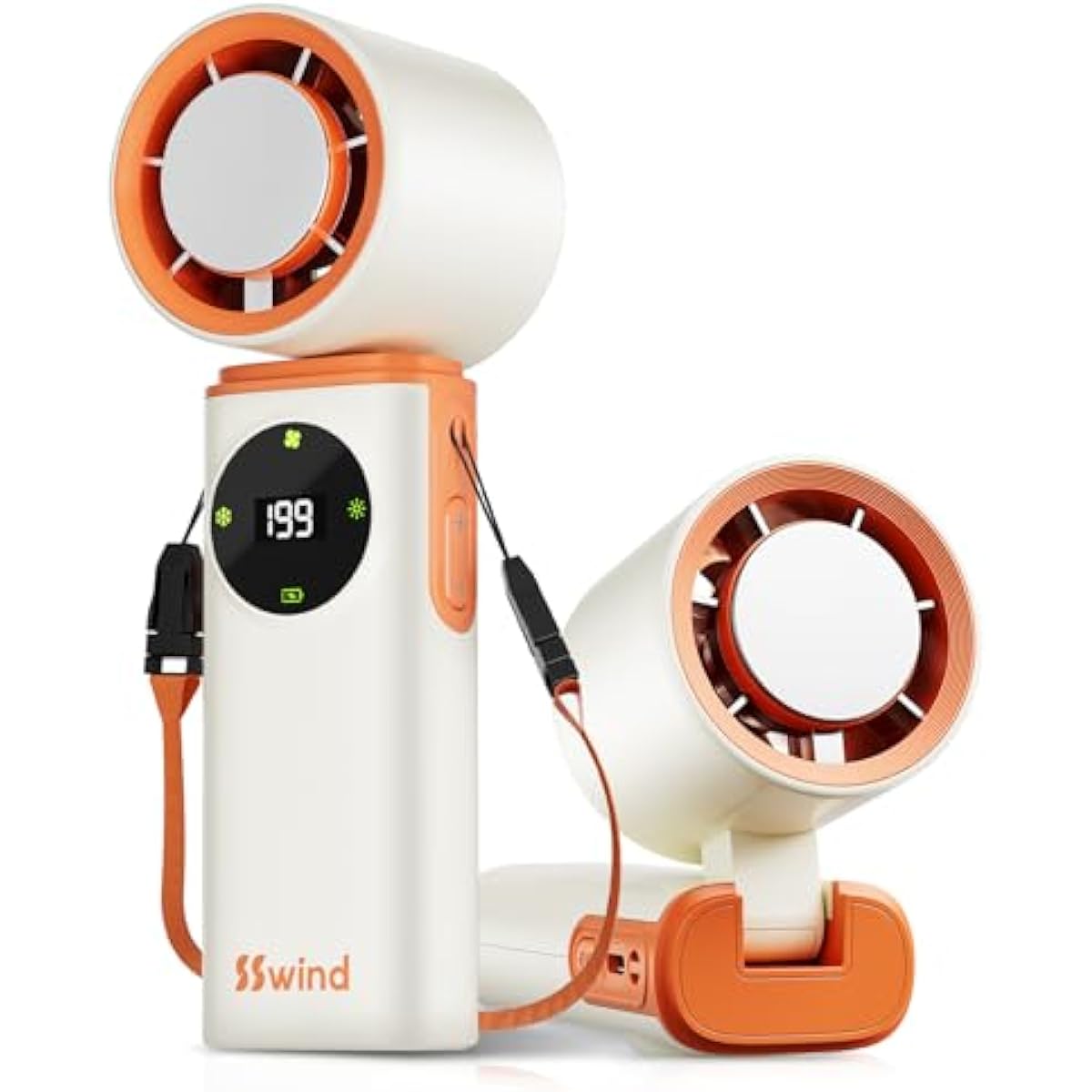 6000mAh Portable Handheld Fan with Ice Cooling, 199 Levels Stepless Speed, 20H Long Battery Life, 20000RPM Turbo Fan Rechargeable Personal Mini Fan for Travel, Outdoor, Makeup (White)