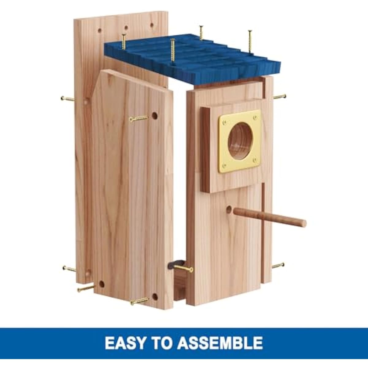 Bird Houses for Outside 2Pack with Copper Guard,Thicken Wooden Bluebird House Clearance Garden Country Cottages, Nesting Box for Finch Swallow Wren Chickadee Wild Bird Supplies, Easy to Assemble