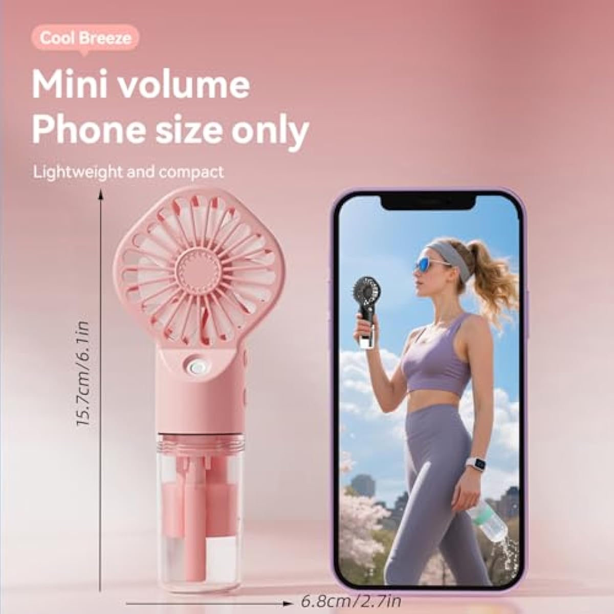 3 Pack Misting Fan Portable - Handheld Mini Rechargeable with 4 Speeds & Water Mist - Ideal for Travel, Camping, Outdoor, Home, Office, Makeup,Commute