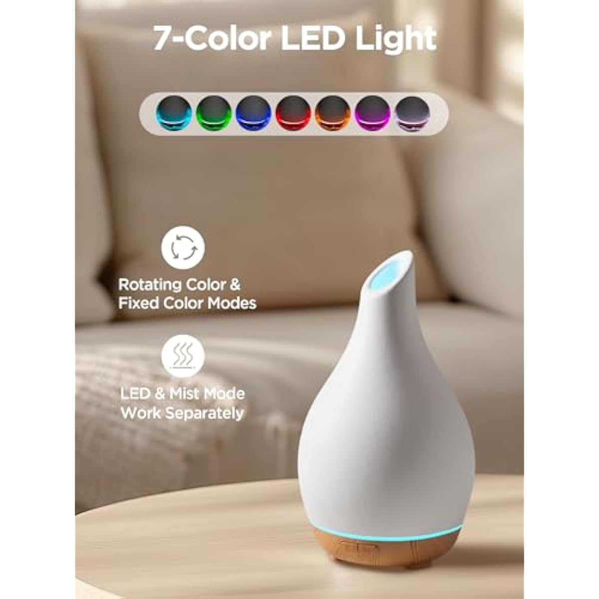 InnoGear Essential Oil Diffuser, 150ml Ceramic Diffuser Handcrafted Stone Aromatherapy Diffusers Ultrasonic Cool Mist Humidifier Vaporizer 2 Mist Modes Waterless for Home, White Vase-Shaped Ceramic