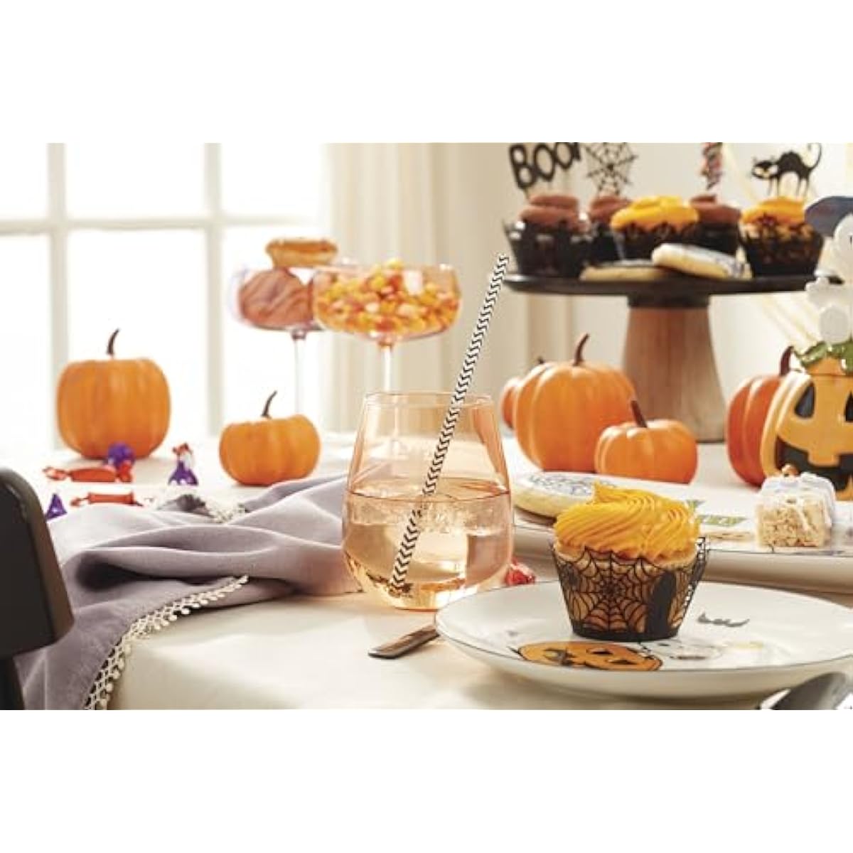 Lenox Dinnerware Set, The Great Pumpkin Accent Plates, Assorted, Set of 4 Porcelain Plates, Halloween Plates, Hand Wash Only, Spooky Salad and Pasta Plate, Halloween Table Decorations (4 Pieces)