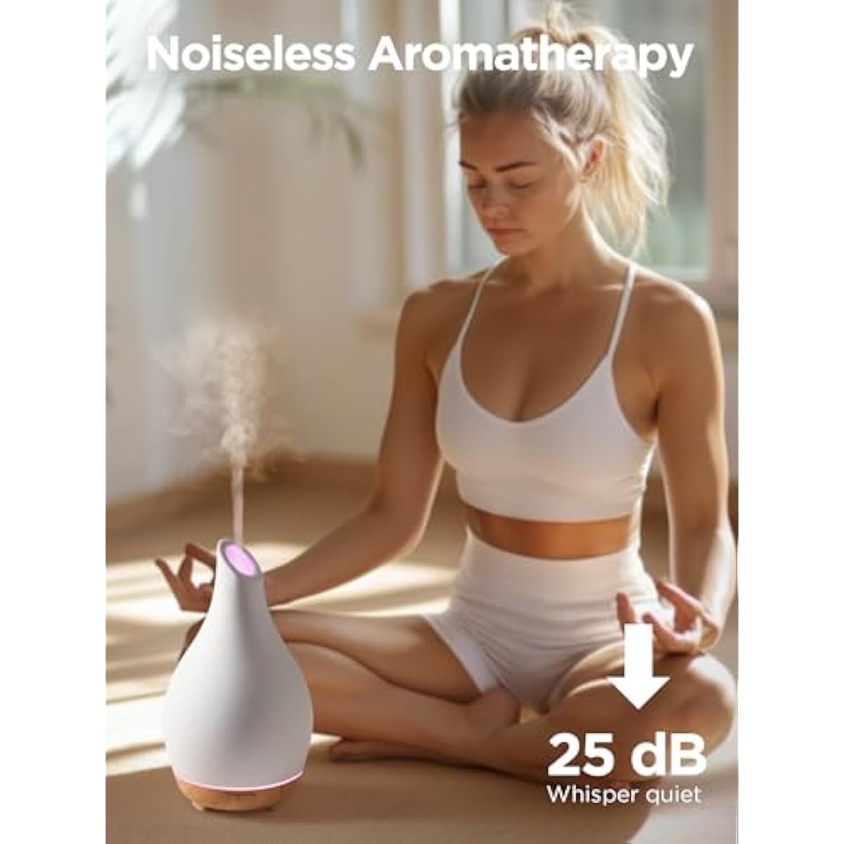 InnoGear Essential Oil Diffuser, 150ml Ceramic Diffuser Handcrafted Stone Aromatherapy Diffusers Ultrasonic Cool Mist Humidifier Vaporizer 2 Mist Modes Waterless for Home, White Vase-Shaped Ceramic