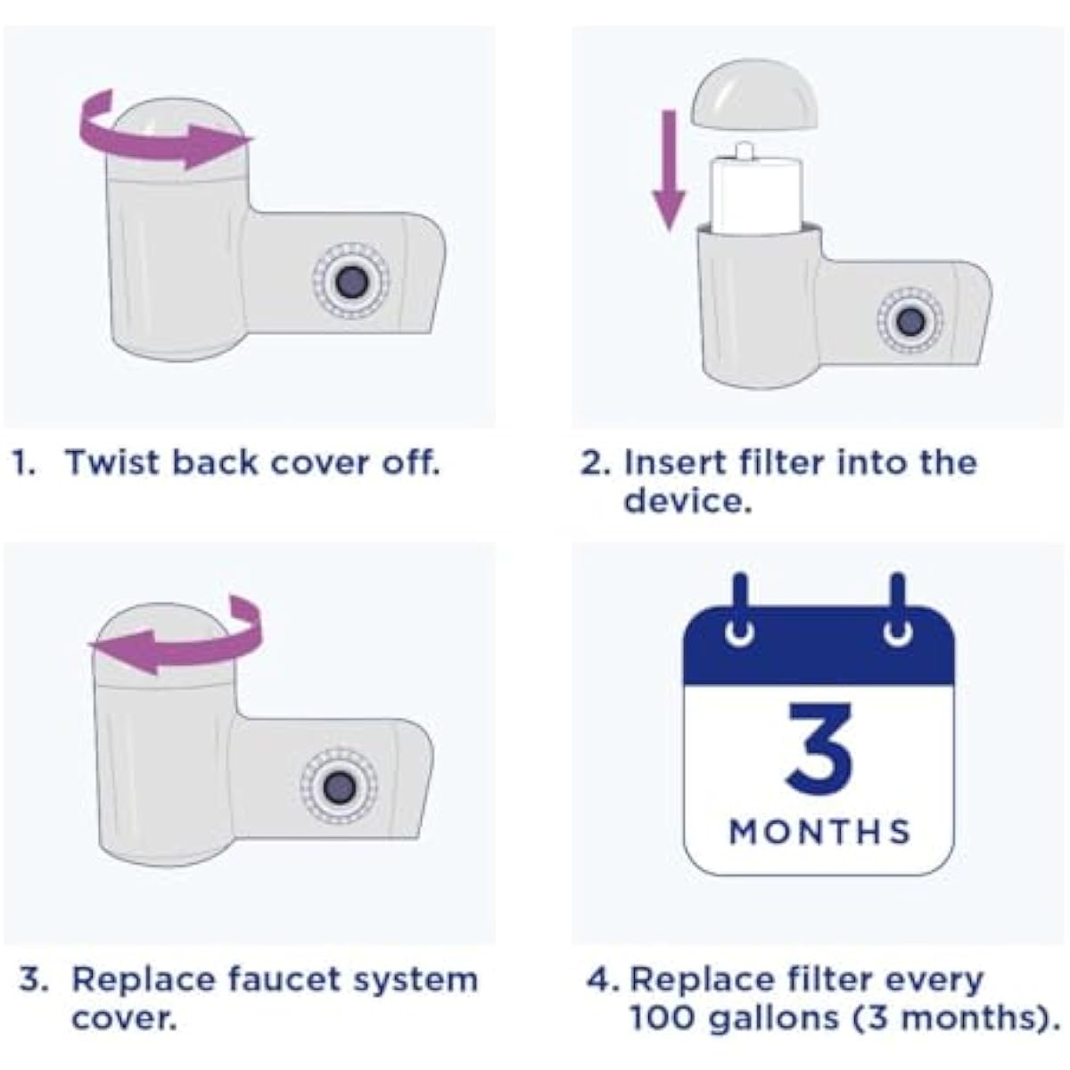 PUR PLUS Faucet Mount Replacement Filter 2-Pack, Genuine PUR Filter, 3-in-1 Powerful, Natural Mineral Filtration, Lead Removal, 6-Month Value, Blue (RF99992)