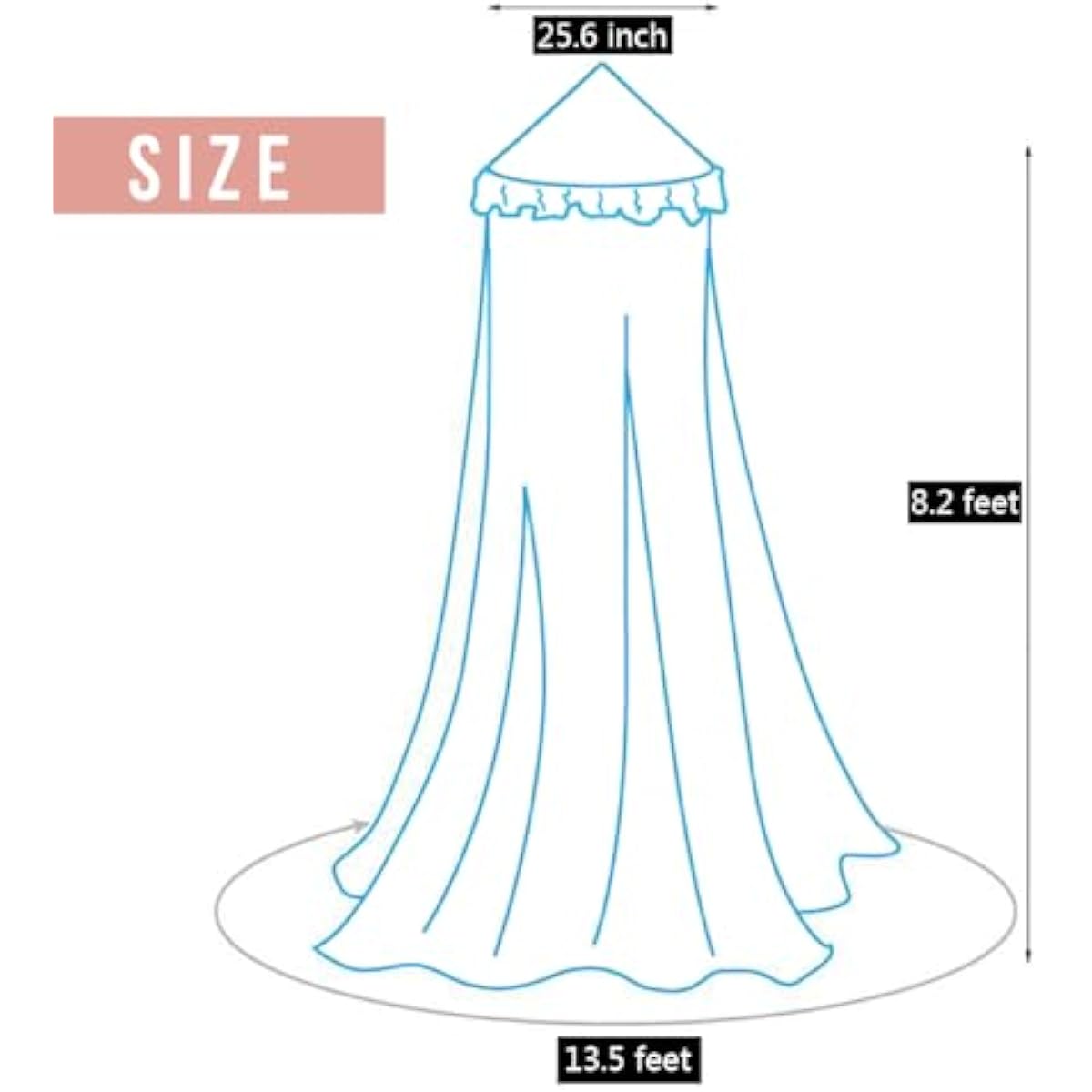 Kertnic Decor Canopy for Kids Bed, Soft Smooth Playing Tent Canopy Girls Room Decoration Princess Castle, Dreamy Mosquito Net Bedding, Children Reading Nook Canopies in Home (Pink-Ruffle)