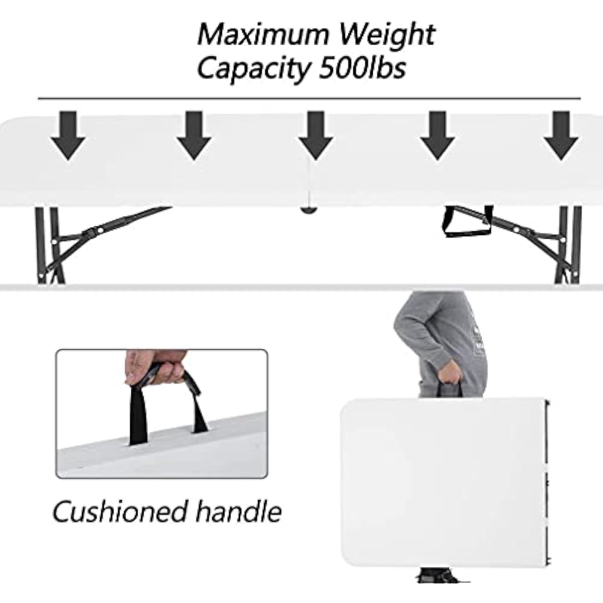 FDW Folding Half Portable Foldable Table for Parties Backyard Events (White, 6 FT 70 * 29) (White, 6 FT)