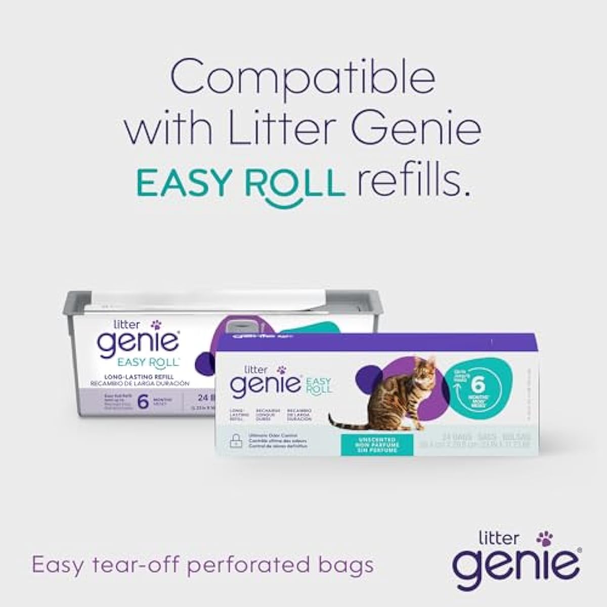 Litter Genie Platinum Pail Made of Durable Stainless Steel Includes 1 Easy Roll Refill