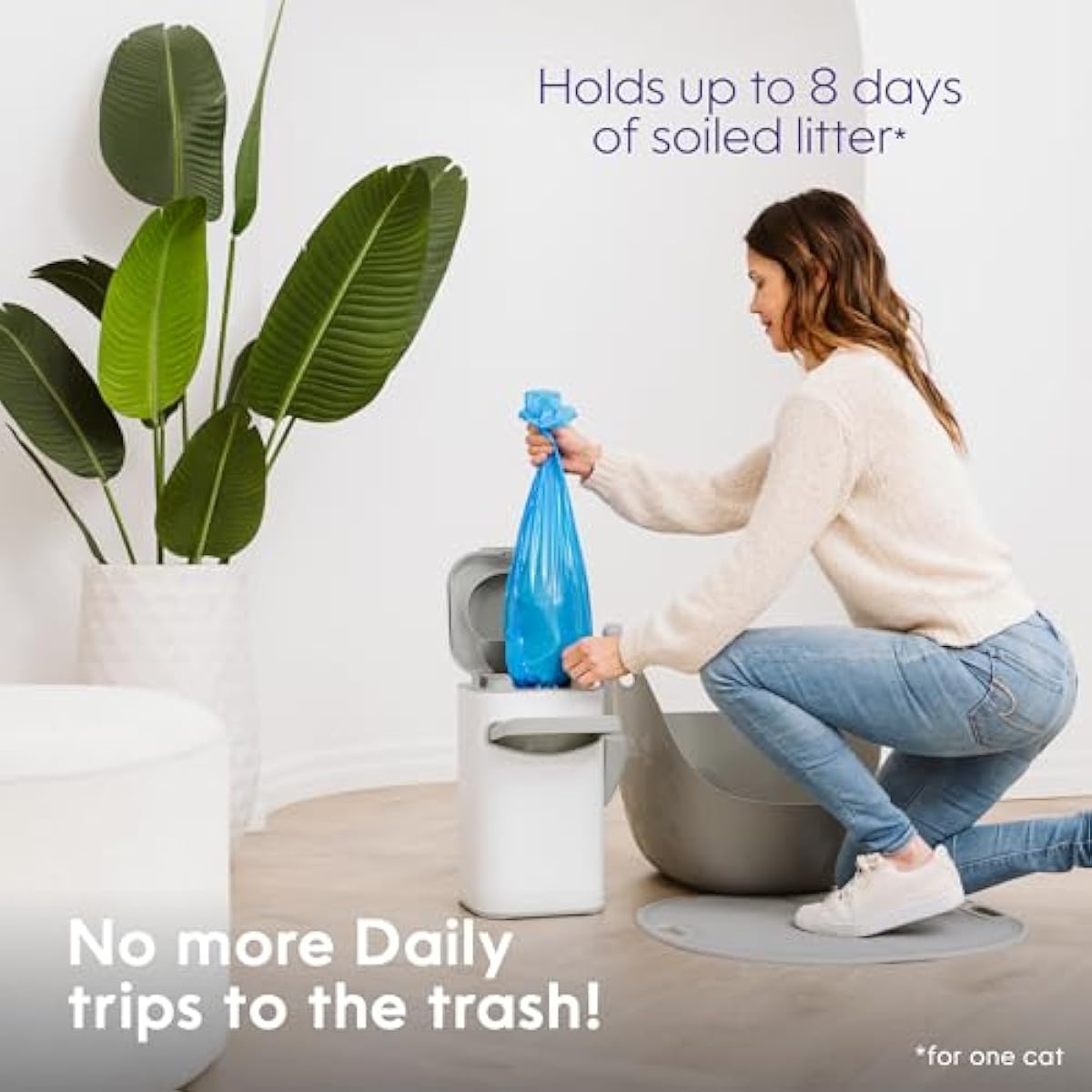 Litter Genie Platinum Pail Made of Durable Stainless Steel Includes 1 Easy Roll Refill