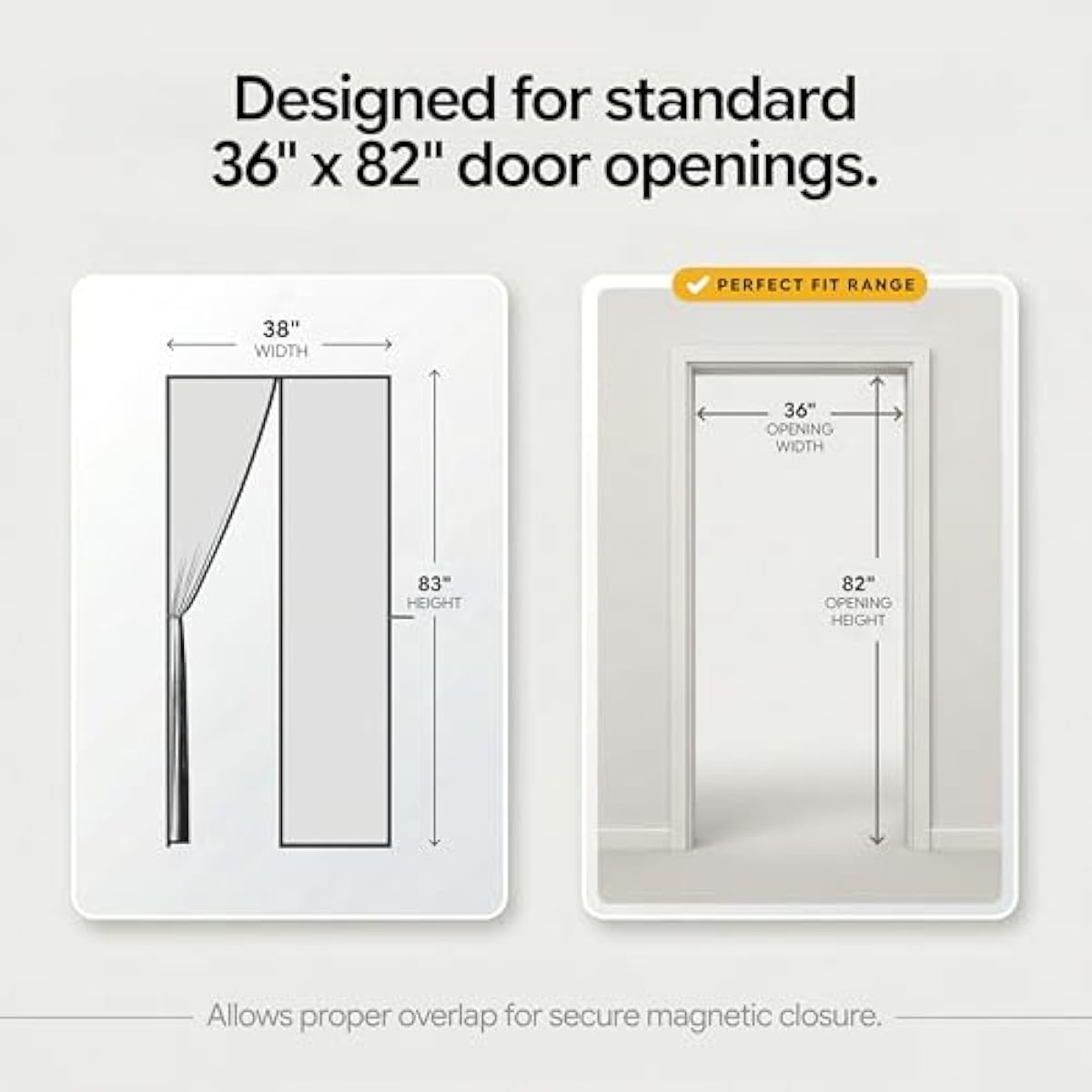 AUGO Magnetic Screen Door - Self Sealing, Heavy Duty, Hands Free Mesh Partition Keeps Bugs Out - Pet and Kid Friendly - Patent Pending Keep Open Feature - 38 Inch x 83 Inch