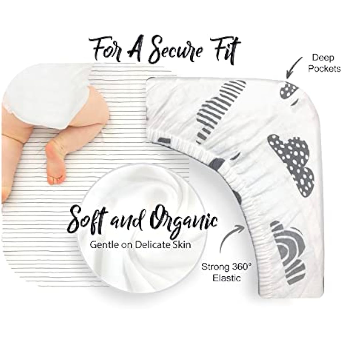 100% Organic Cotton Fitted Sheets Fit and are Compatible with Graco Pack n Play, Babyletto, Pamo Babe, Hiccapop, Dream on Me, Evenflo, Baby Trend Portable/Mini Crib/Playards. 2 Pk