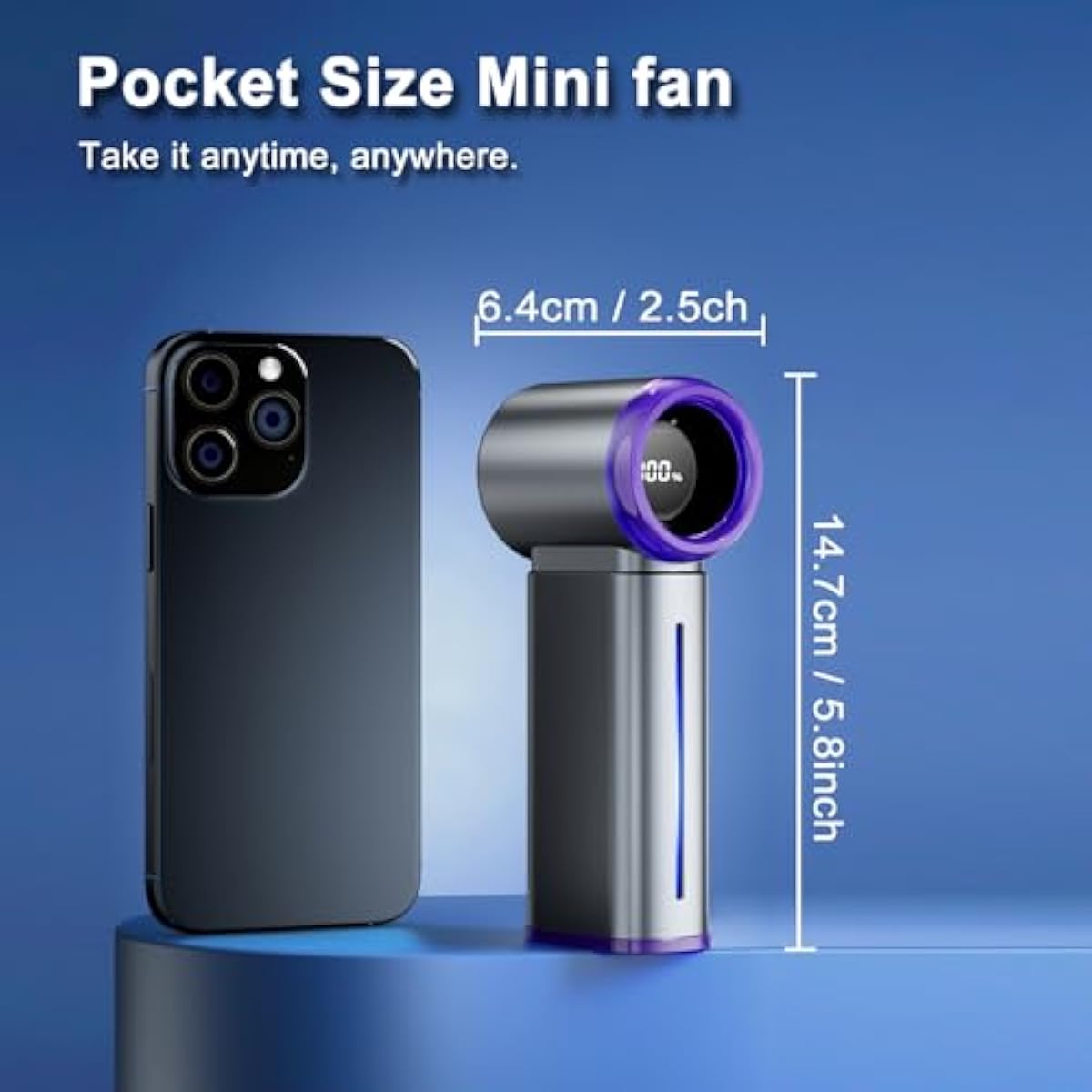 Portable Handheld Fan, Powerful Mini Hand Held Fan, 5000mAh Rechargeable, Digital Display, 1-199 Speeds Adjustable, Personal Fan for Travel Outdoor Camping Home Makeup Commuting, Gifts for Women Men