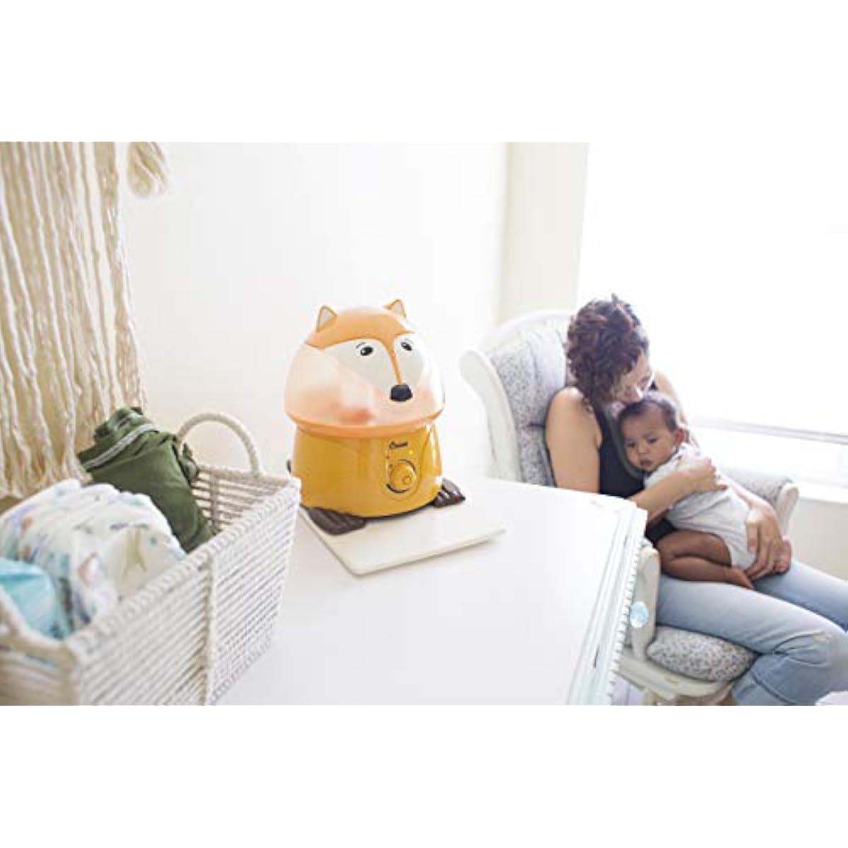 Crane 1 Gallon Animal Cool Mist Ultrasonic Humidifier for Kids' Bedroom and Nursery, Automatic Shut off, Adjustable Output, Fox