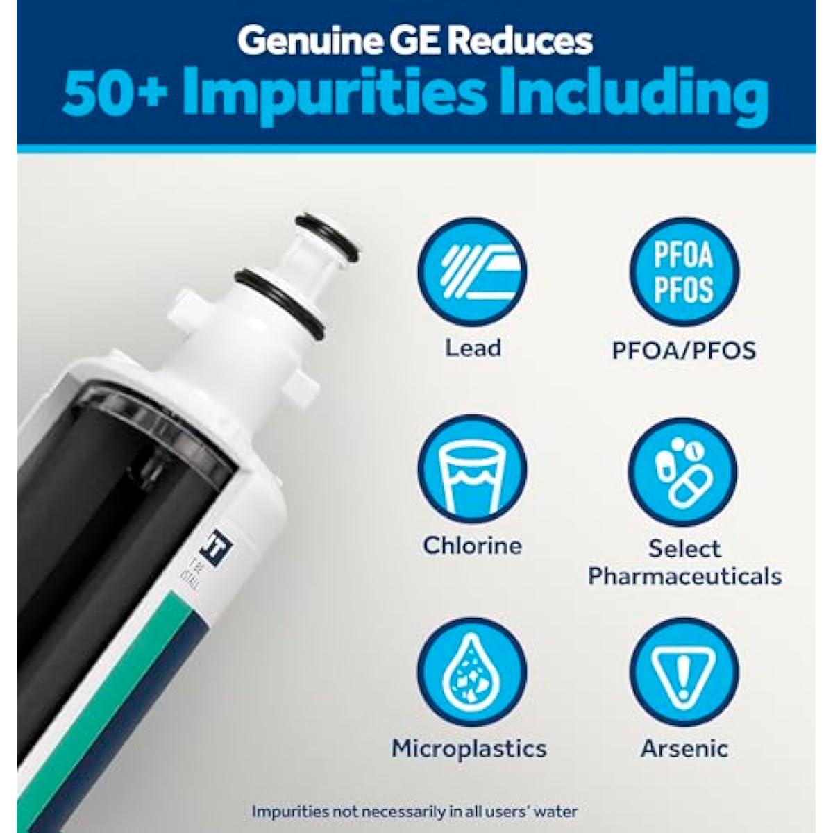 GE RPWFE Refrigerator Water Filter, Genuine Replacement Filter, Certified to Reduce Lead, Sulfur, and 50+ Other Impurities, Replace Every 6 Months for Best Results, Pack of 1