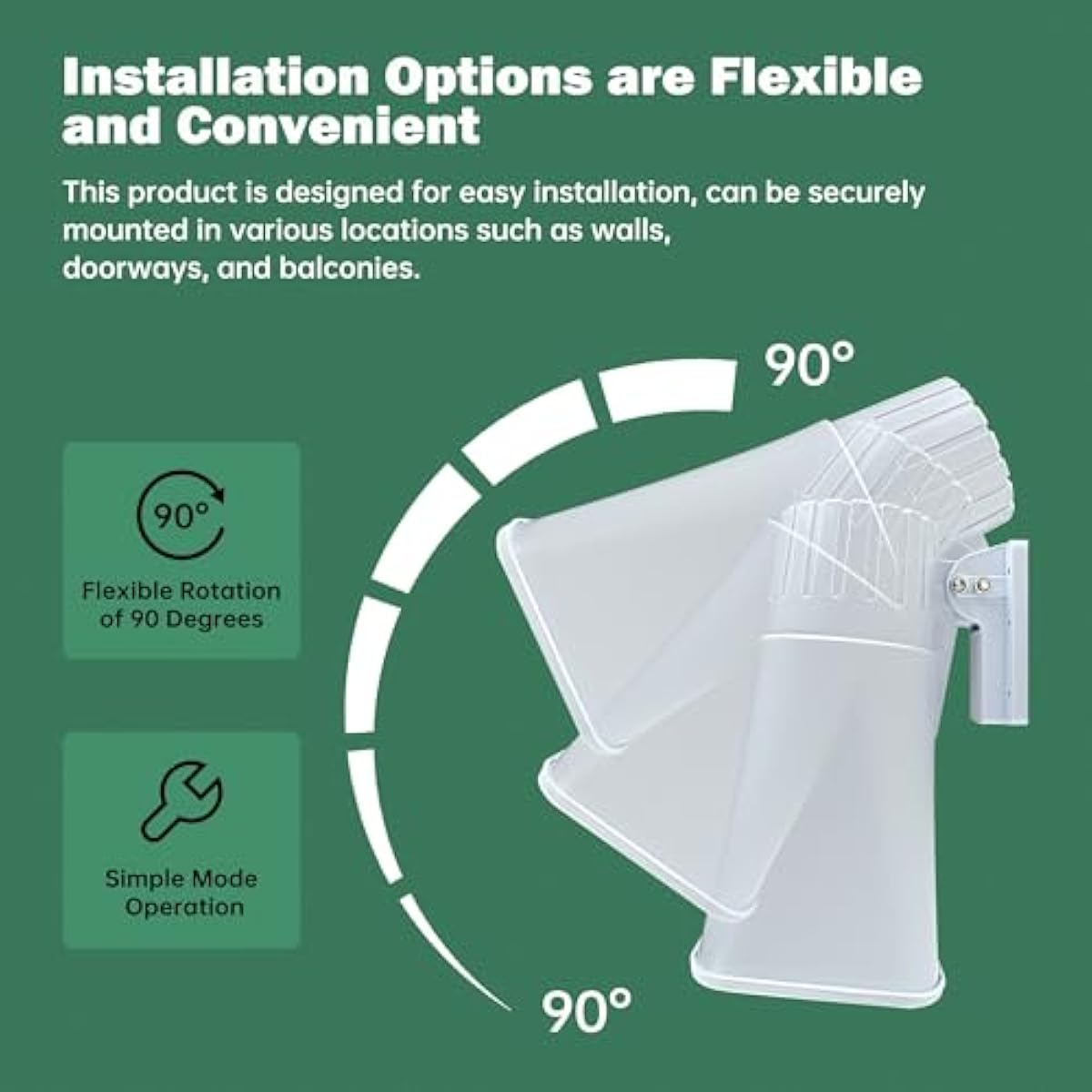 Nippon America High Decibel High Power Outdoor Alarm Security Siren (TC-S7545-110), Long Range, 80 Watts, 120 Decibels, Remotely Activate with Wi-Fi Socket (Sold Separately)