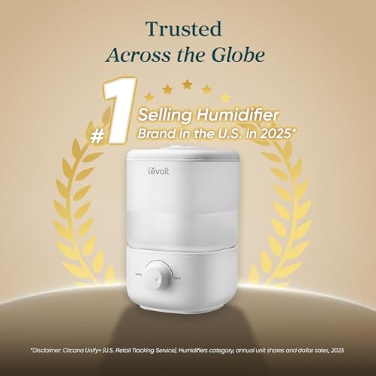 LEVOIT Top Fill Humidifiers for Bedroom, 2.5L Tank for Large Room, Easy to Fill & Clean, 28dB Quiet Cool Mist Air Humidifier for Home Baby Nursery & Plants, Auto Shut-off for Safety, 25H