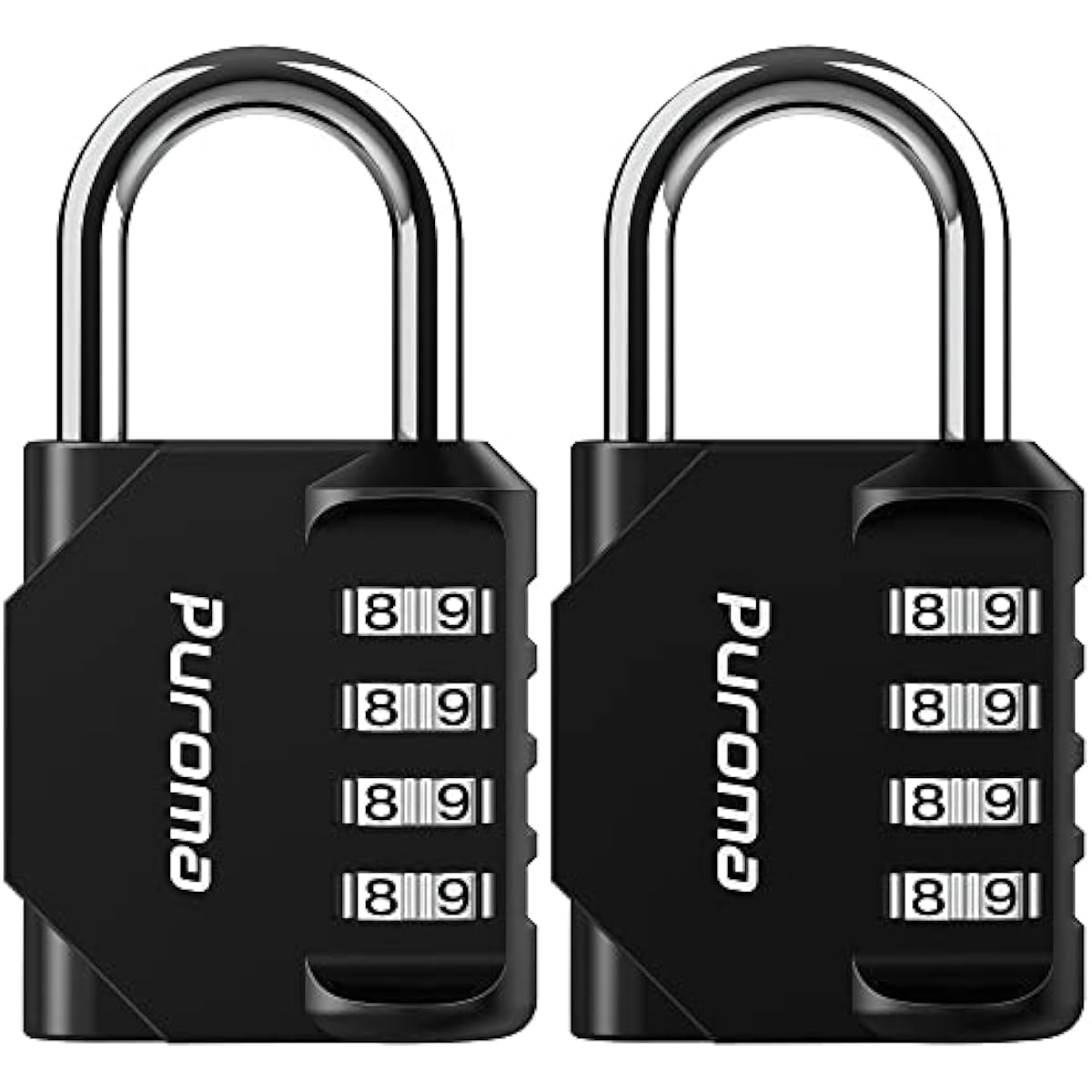 Puroma 2 Pack Combination Lock for Locker 4 Digit Outdoor Waterproof Padlock for School, Gym, Sports, Fence, Toolbox, Gate, Case, Outdoor, Hasp Storage (Black)