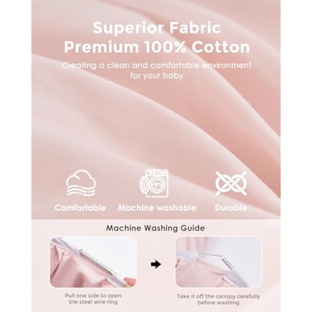 little dove Bed Canopy with Star Lights, Double Layer Canopy for Bed, Princess Play Tent for Girls Room, Breathable Bed Curtain for Children Reading Nook, Machine Washable, 25.6''x106'', Pink