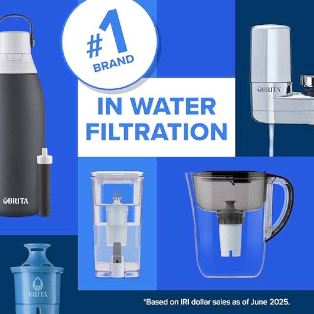 Brita Plus Water Filter, BPA-Free, High-Density Replacement Filter for Pitchers and Dispensers, Reduces 2x Contaminants*, Lasts Two Months or 40 Gallons, Includes 6 Filters