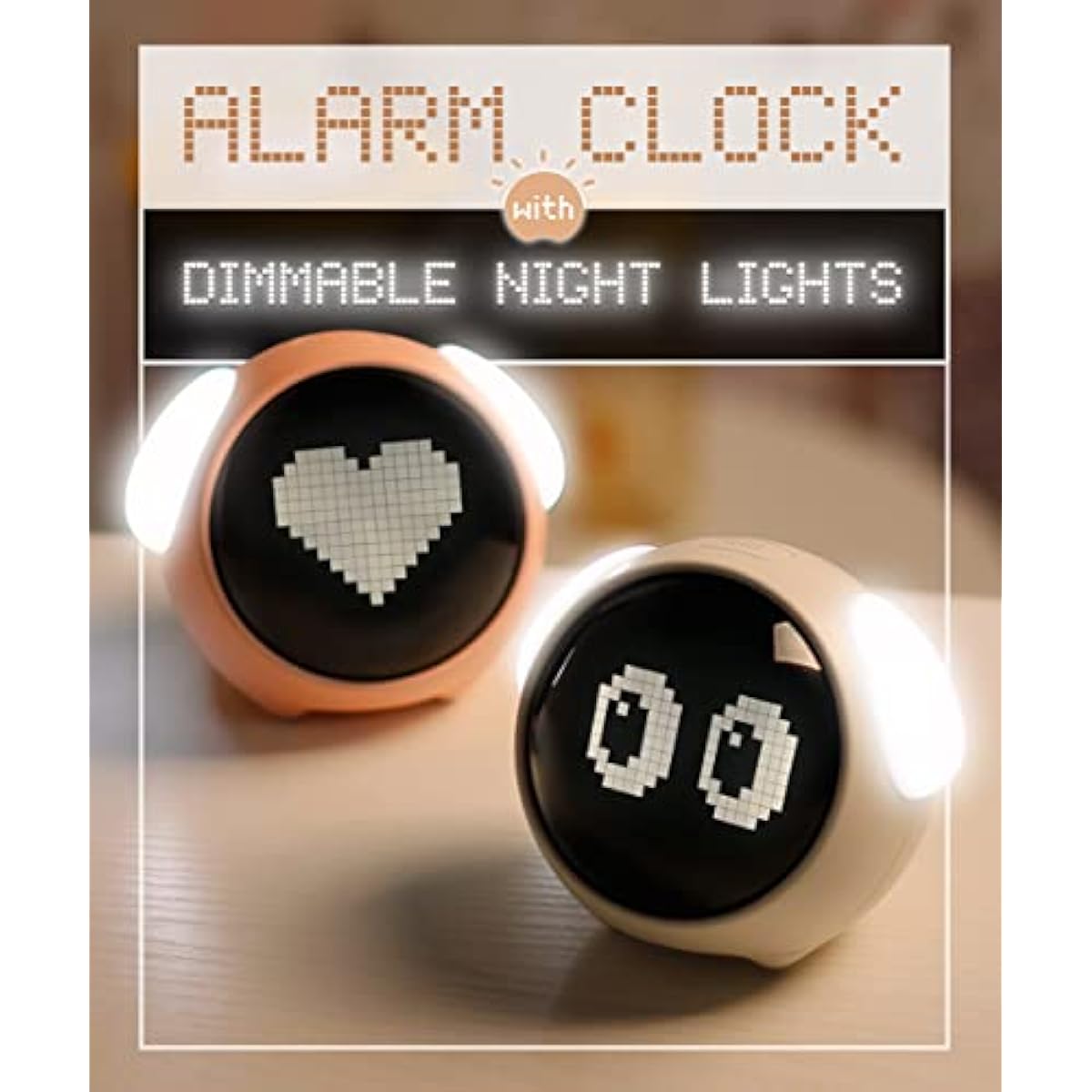 Kids Alarm Clock, Dual Alarm Setting, Adjustable Brightness Night Light, Voice-Activated,Temperature Detection, Wake-up Alarm Clock, Toy and Gift for Toddler, Children, Students, Boys&Girls