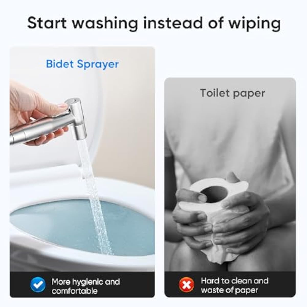 Arofa Handheld Toilet Bidet Sprayer for Toilet-Adjustable Water Pressure Control with Bidet Hose for Feminine Wash, Stainless Steel Brushed Nickel Bidet Faucet Cloth Diaper for Baby Wash