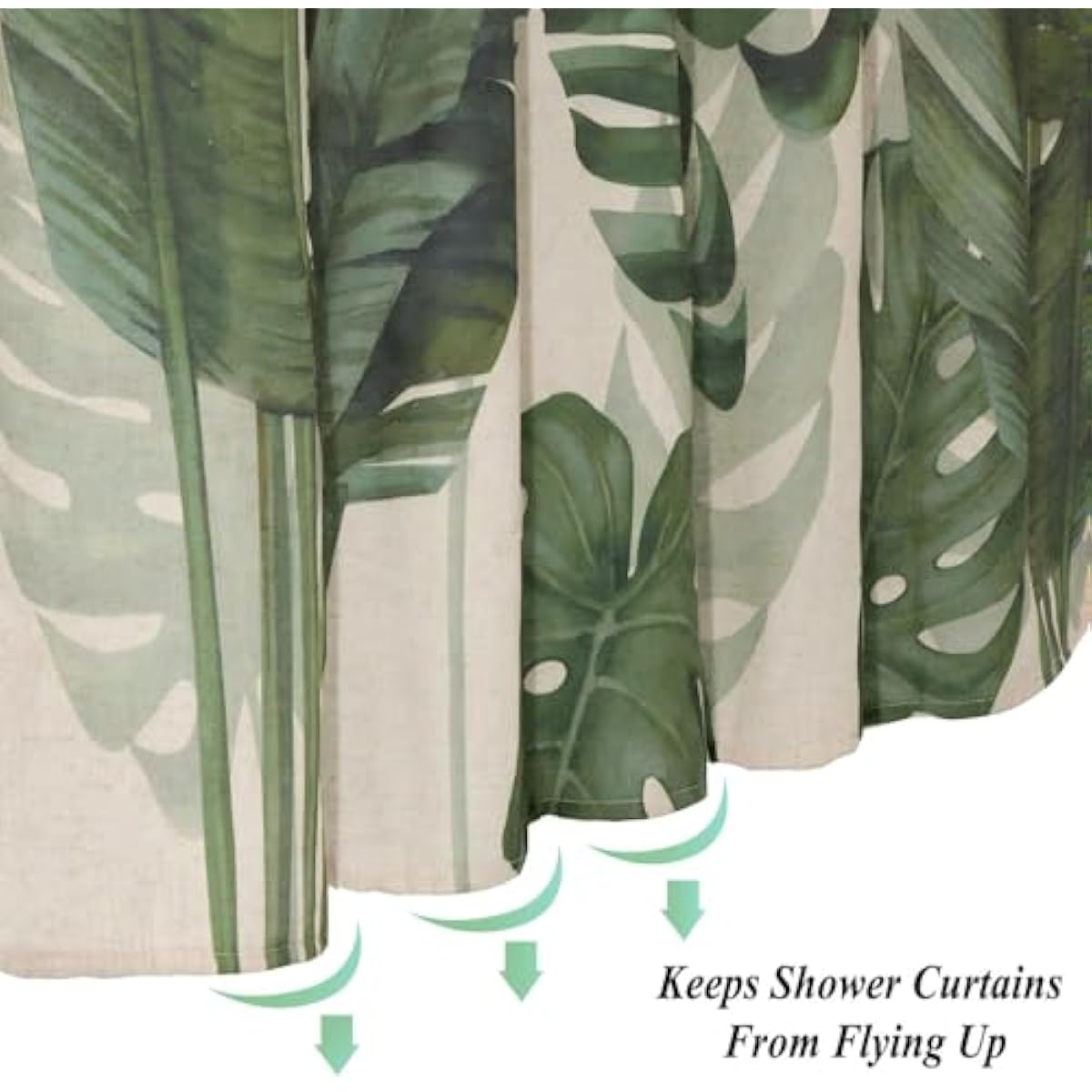 Baccessor Linen Shower Curtain Tropical Green Leaf Shower Curtains Botanical Banana Monstera Leaf Palm Tree Water Repellent Heavy Duty Fabric Cloth Shower Curtain for Bathtubs Hotel 72 W X 72 L Inch