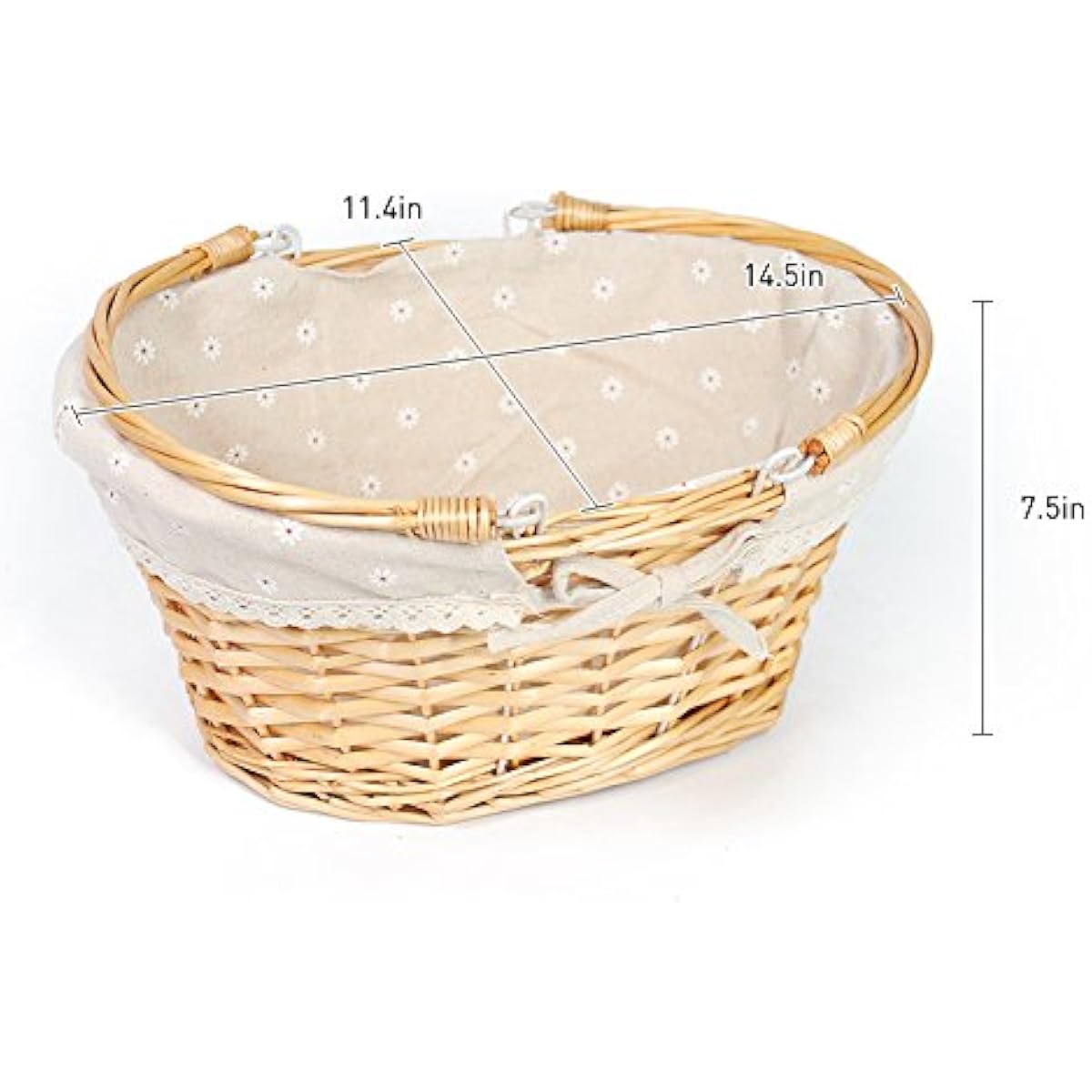 Wicker Basket Gift Baskets Empty Oval Willow Woven Picnic Basket Easter Candy Basket Storage Basket Wine Basket with Handle Egg Gathering Wedding Basket (Natural)