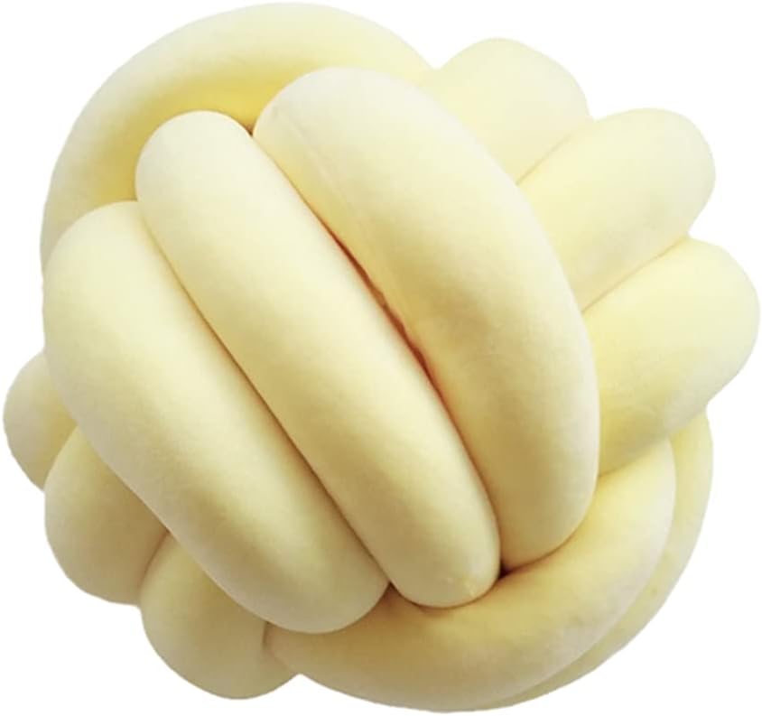 Knot Pillow Ball Round Cushion Pillows, Children Room Decoration Plush Toys Calming Stress Relief Toy (Yellow,8.5in/22cm)