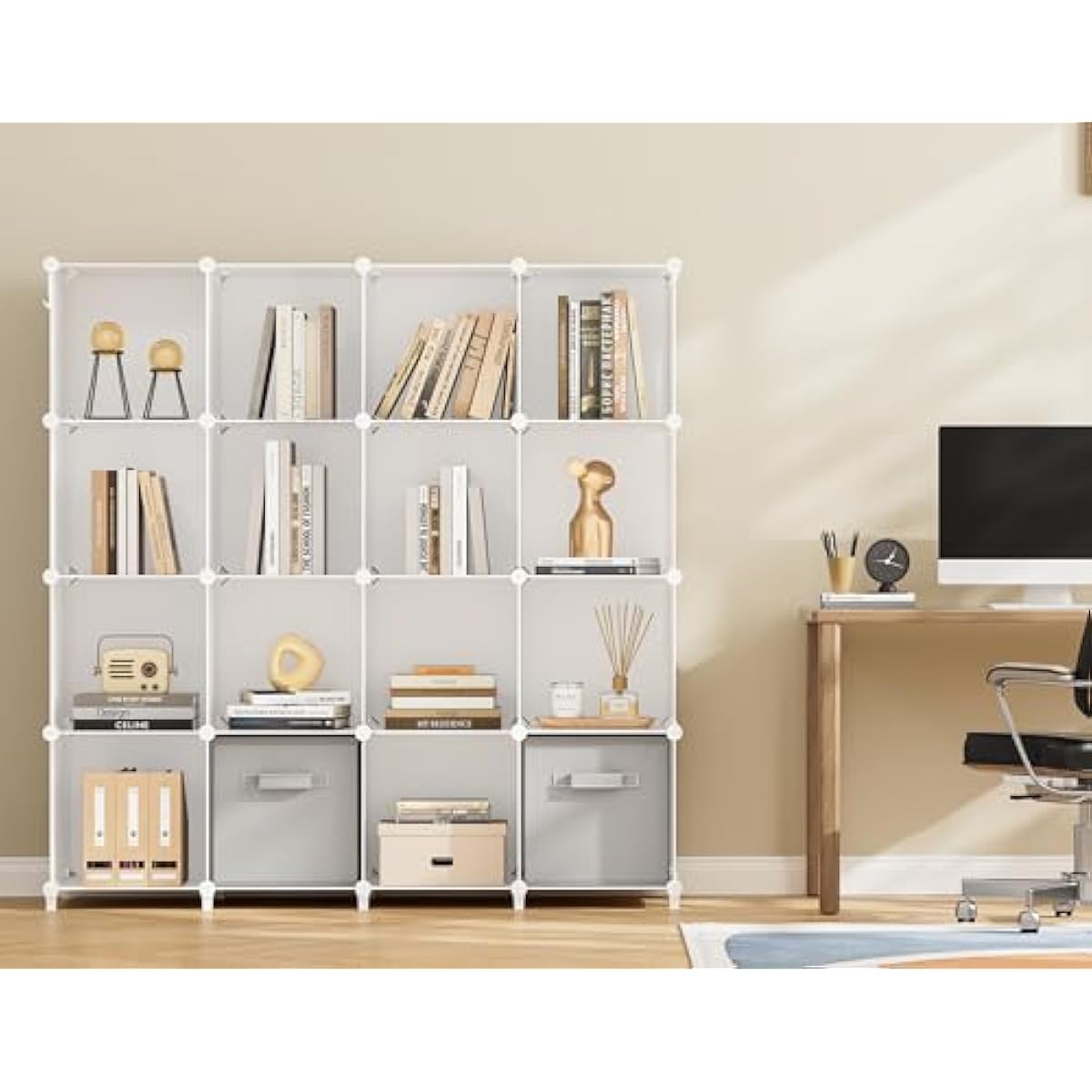 HOMIDEC Closet Organizers and Storage, 16 Cube Storage Organizer, Closet Organizer Bookshelf Cubes Shelves for Clothes, Bedroom, Kids Room, Bathroom, Wardrobe, Garment Racks, White